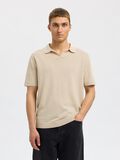 Selected SHORT SLEEVED KNITTED POLO SHIRT, Oatmeal, highres - 16096197_Oatmeal_003.jpg