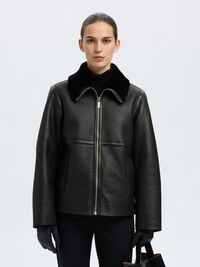 LAMMFELL LEDERJACKE, Black, highres