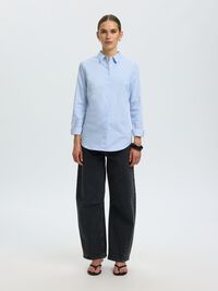 FITTED  LONG SLEEVED SHIRT, Light Blue, highres