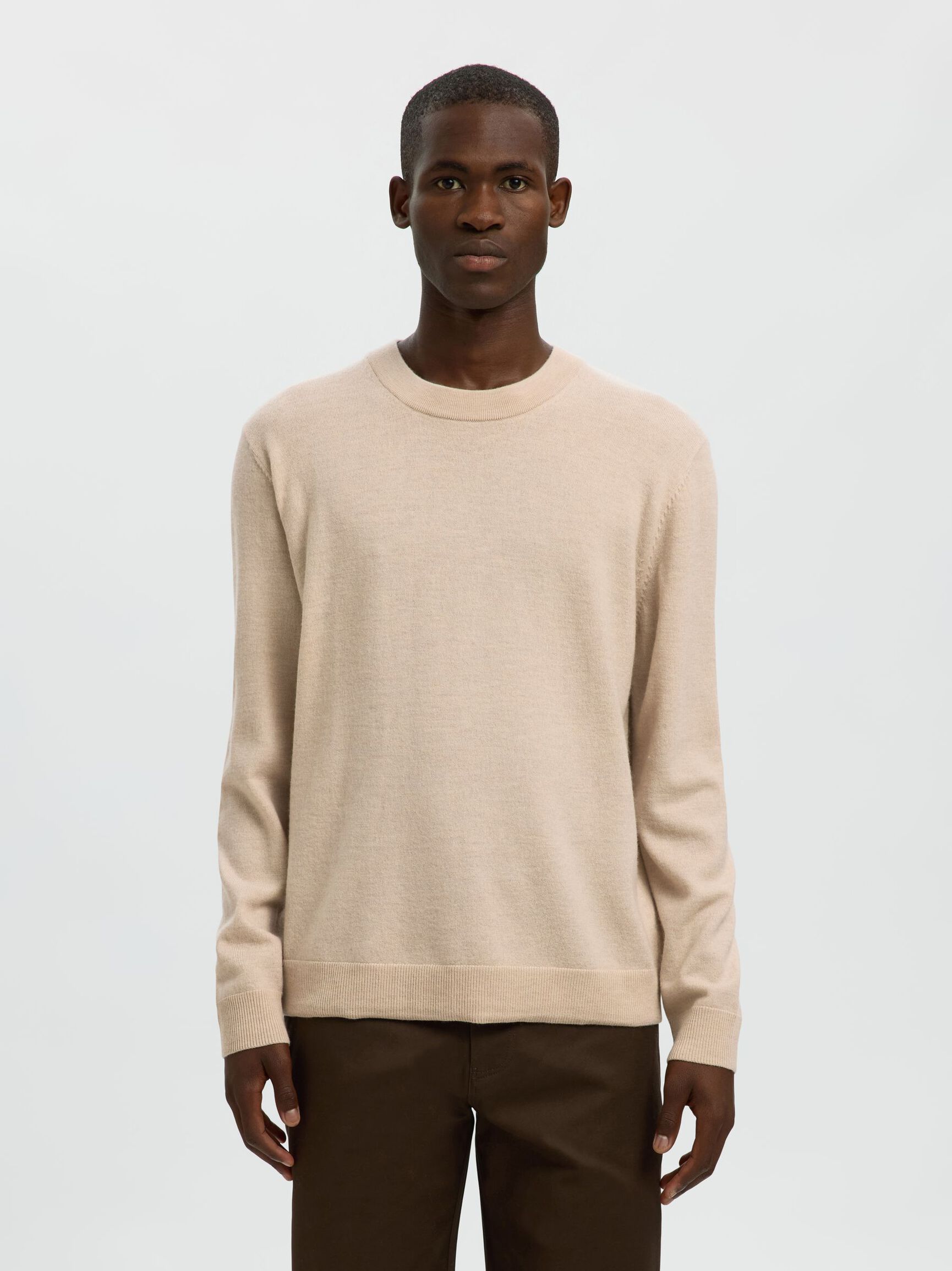100% MERINO WOOL PULLOVER, Oatmeal, highres