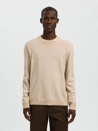 100% MERINO WOOL PULLOVER, Oatmeal, highres