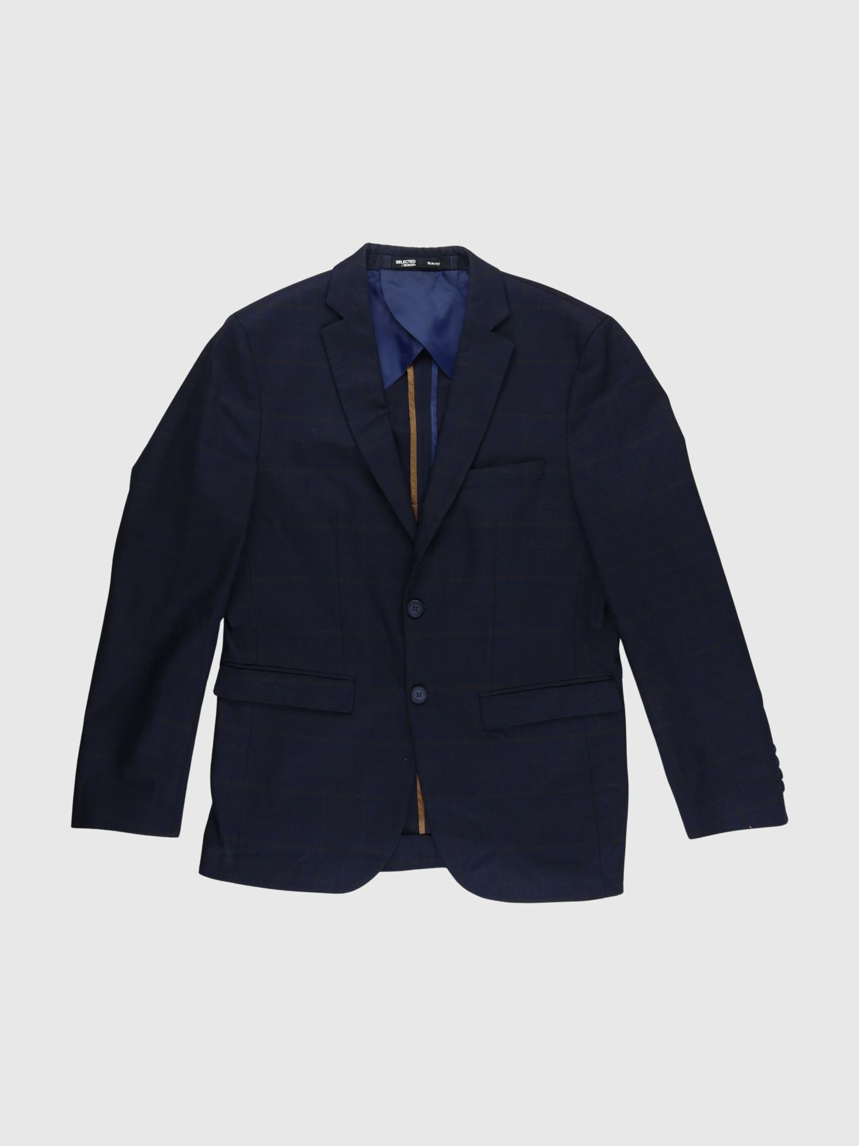 CHECKED BLAZER, Dark Sapphire, highres