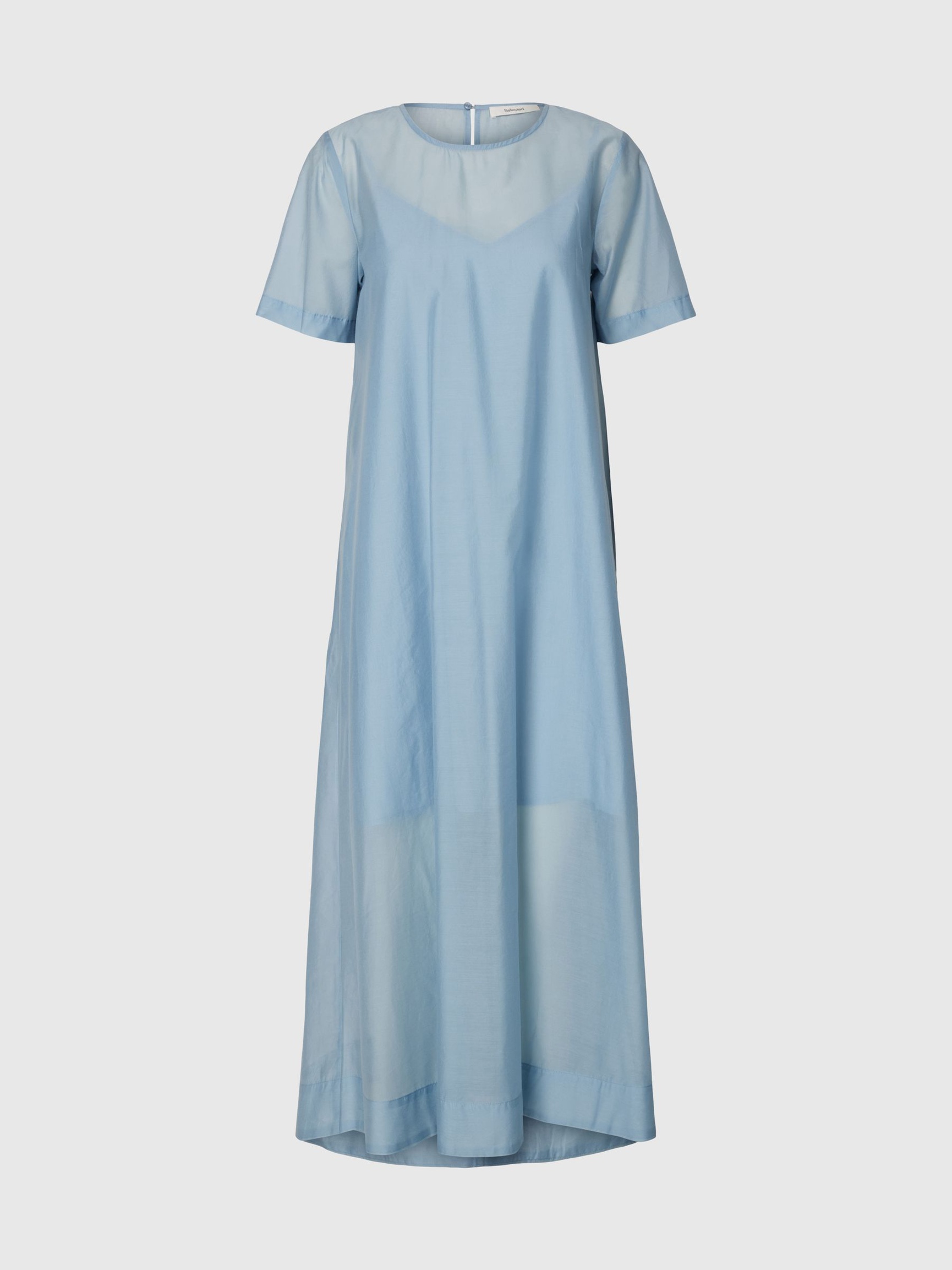MAXI KLEID MIT KURZEN ÄRMELN, Dusty Blue, highres