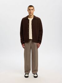 WOOL BLEND KNITTED CARDIGAN, Demitasse, highres