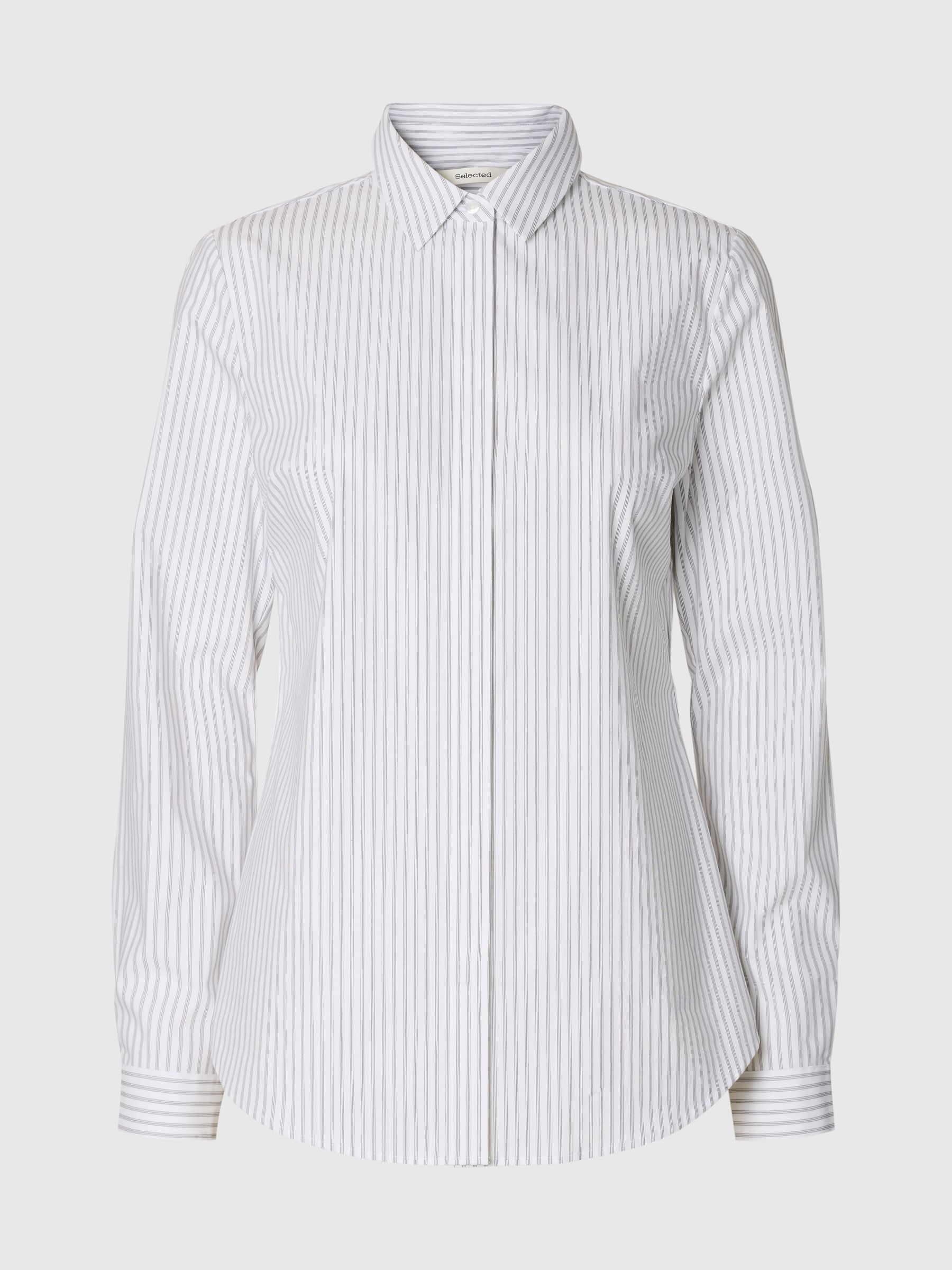 FITTED STRIPED SHIRT, Bright White, highres