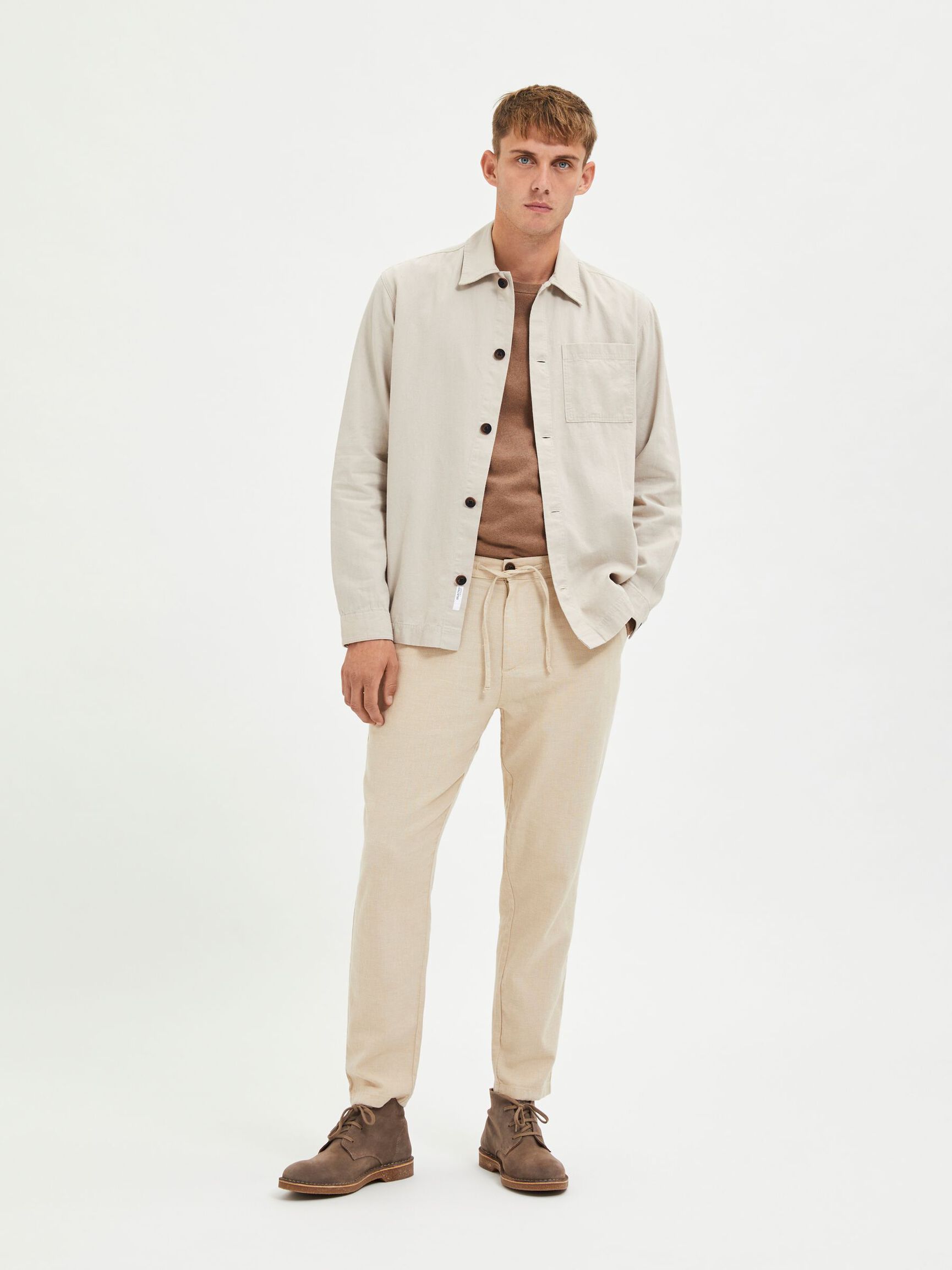 SLIM TAPERED LEINENMIX HOSE, Incense, highres