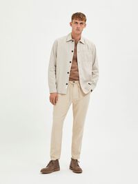 SLIM TAPERED LINEN BLEND TROUSERS, Incense, highres