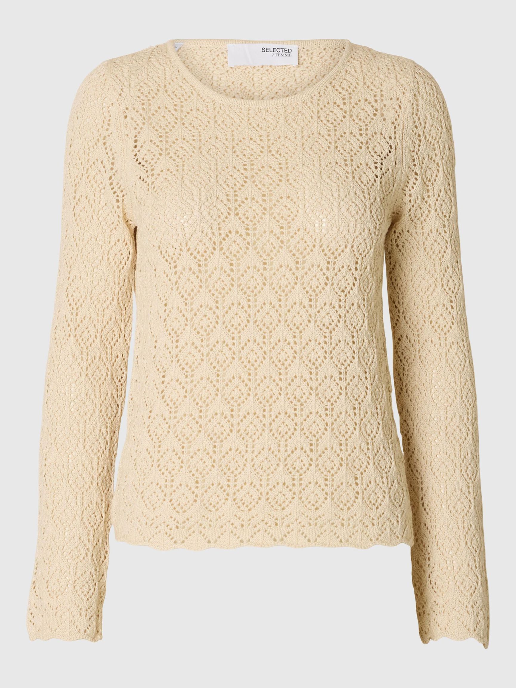 LONG SLEEVED KNITTED TOP, Birch, highres