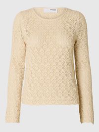 LONG SLEEVED KNITTED TOP, Birch, highres