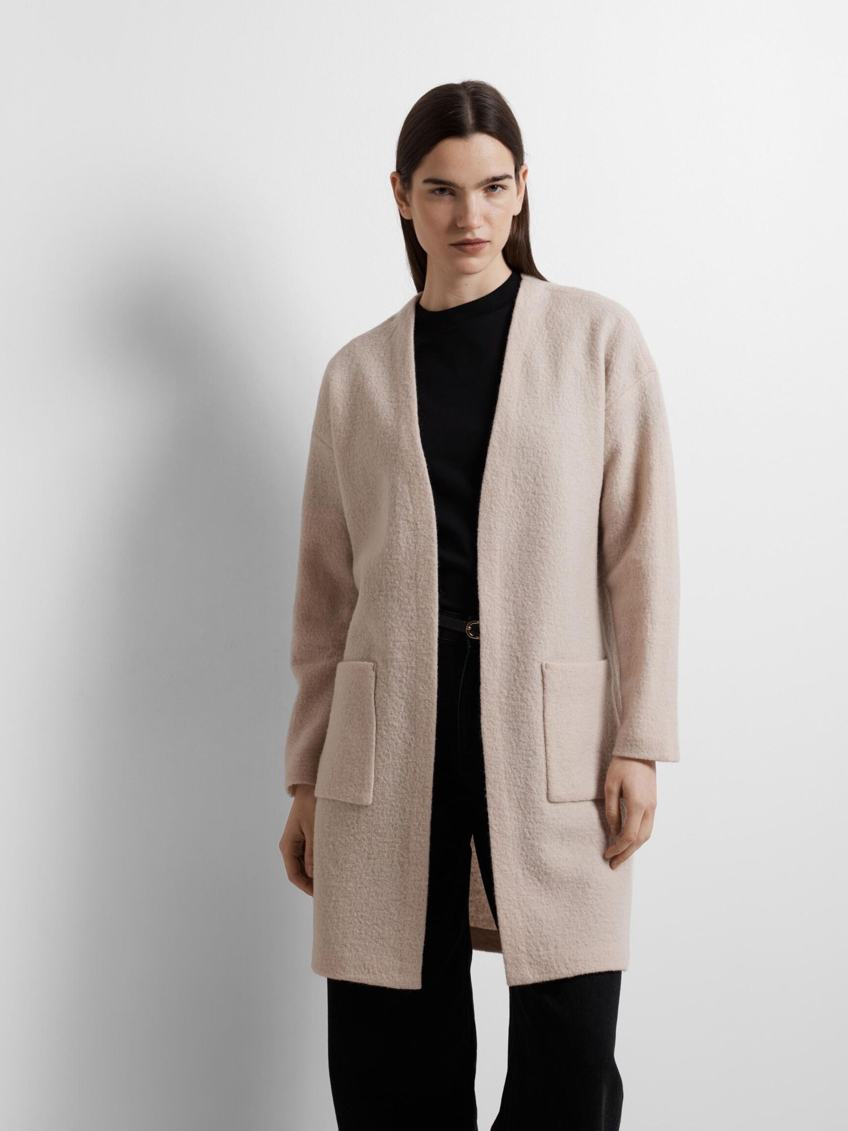 WOOL CARDIGAN, Oatmeal, highres