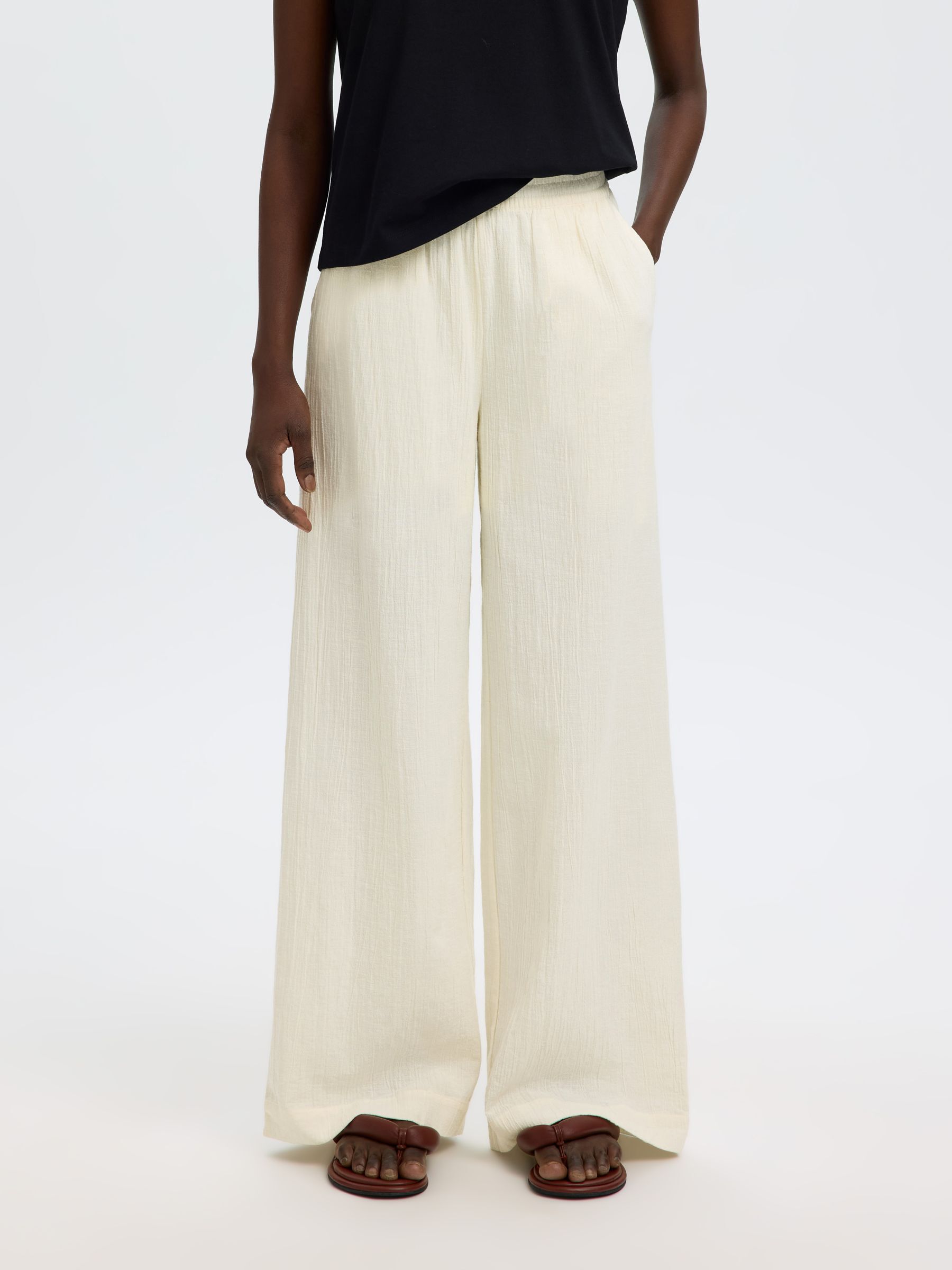 PANTALONI GAMBA AMPIA, Egret, highres