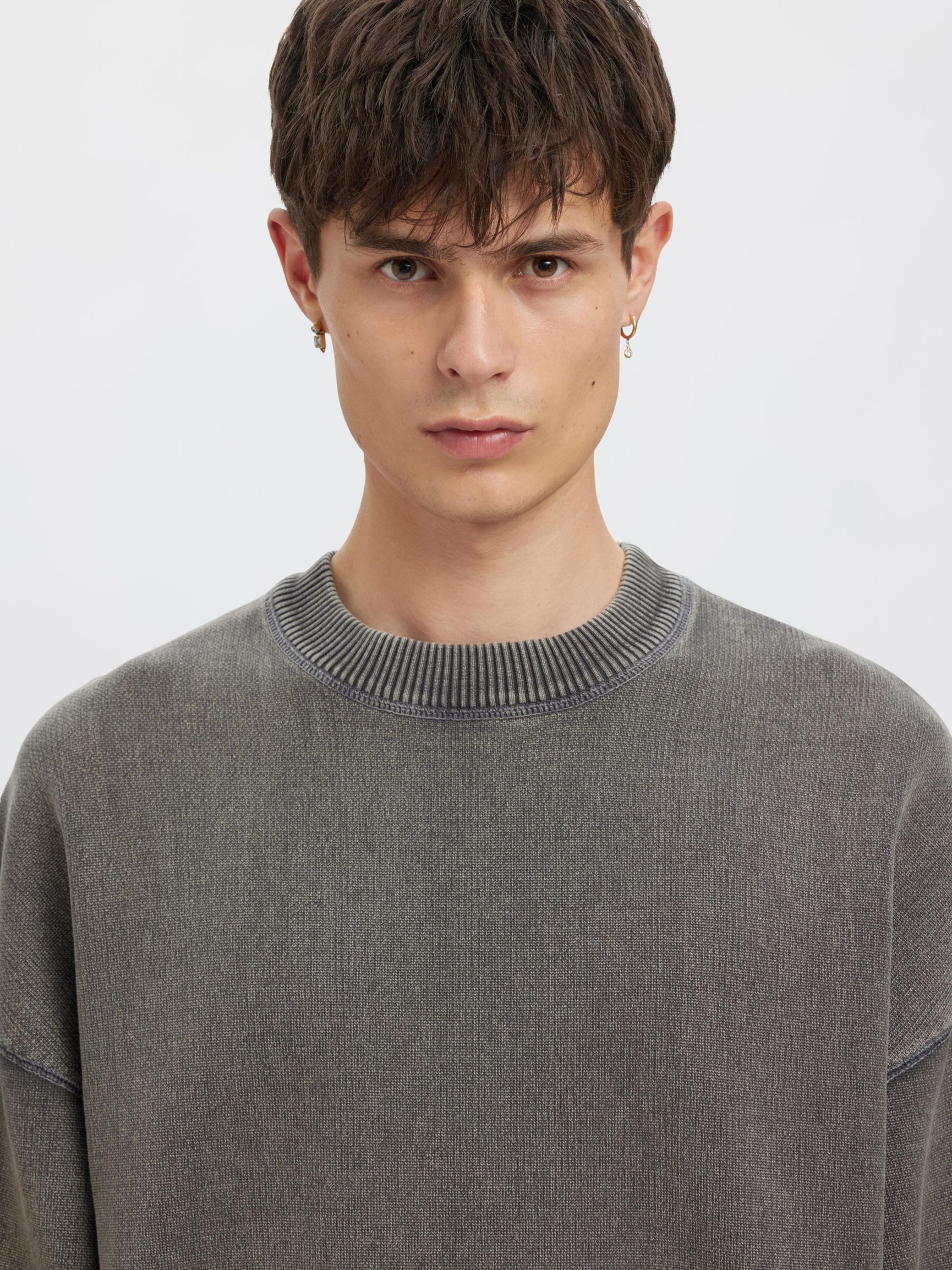 OVERSIZE PULL EN MAILLE, Grey Melange, highres