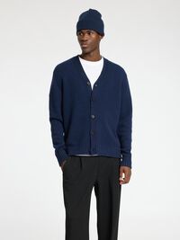 RELAXED FIT WOLLGEMISCH STRICKJACKE, Sky Captain, highres