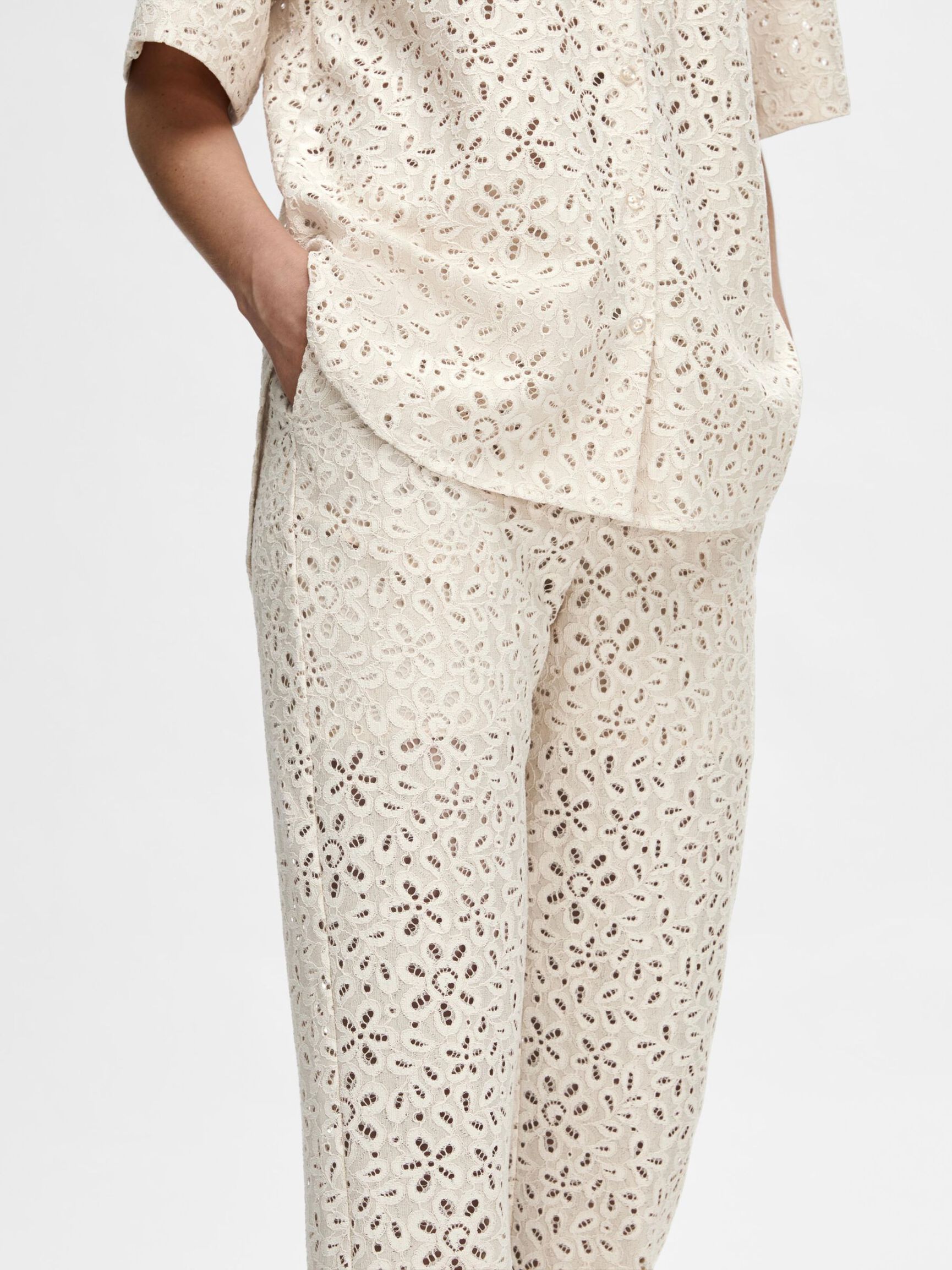 LACE TROUSERS, Sandshell, highres