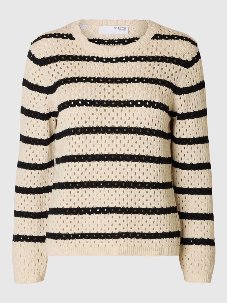 Selected STRIPED KNITTED PULLOVER, Birch, highres - 16097794_Birch_1185037_001.jpg