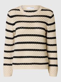 STRIPED KNITTED PULLOVER, Birch, highres