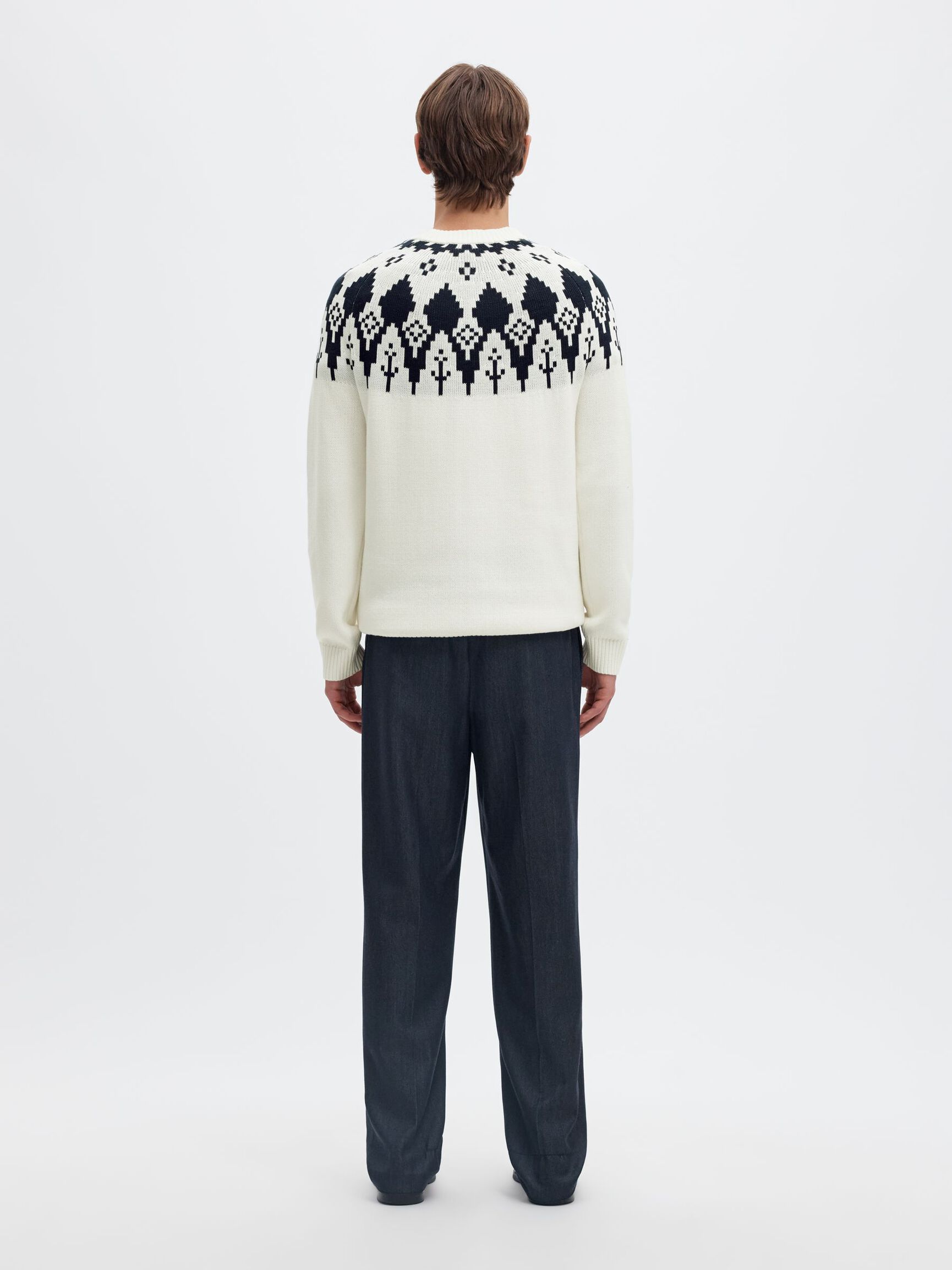 BIOBAUMWOLL RUNDHALS NORWEGER PULLOVER, Egret, highres