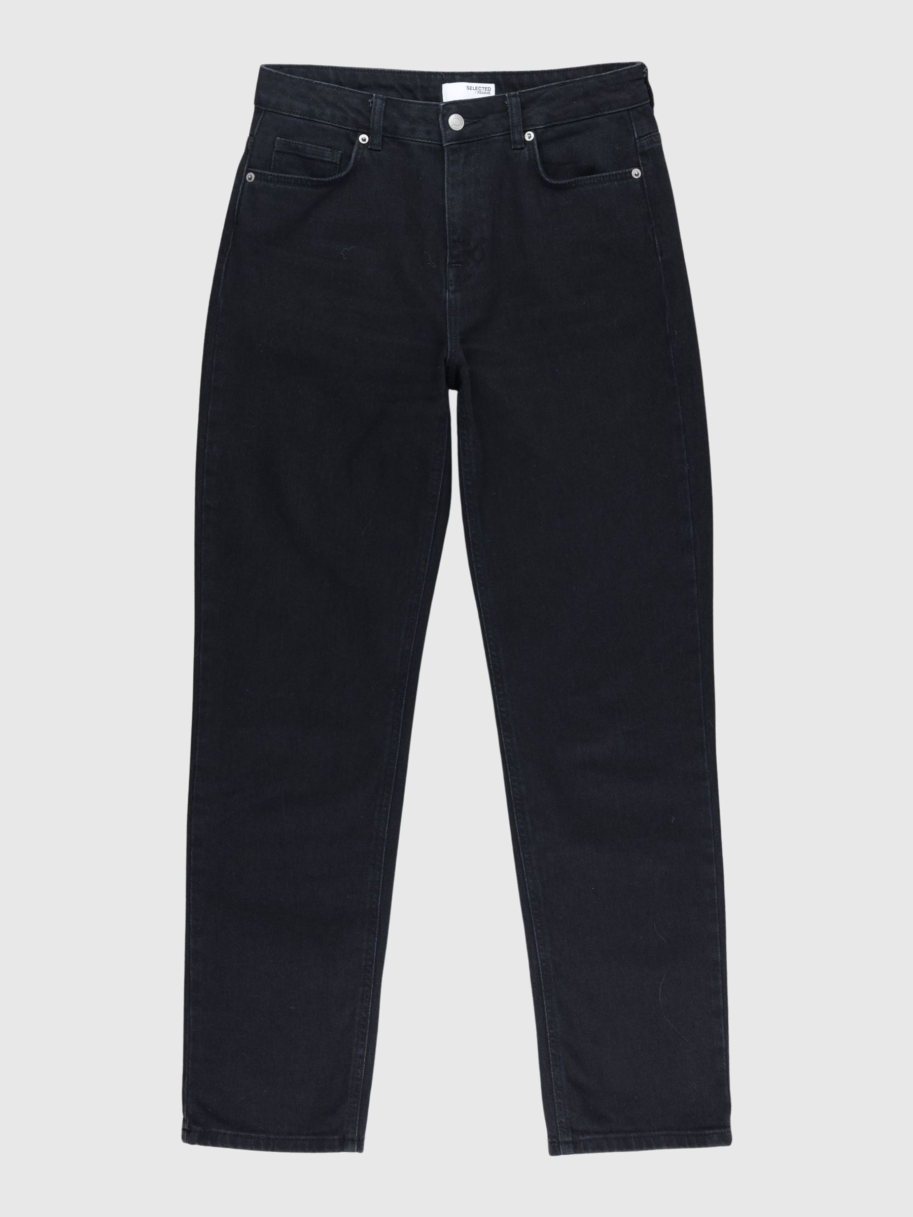 BLACK STRAIGHT FIT JEANS, Black, highres