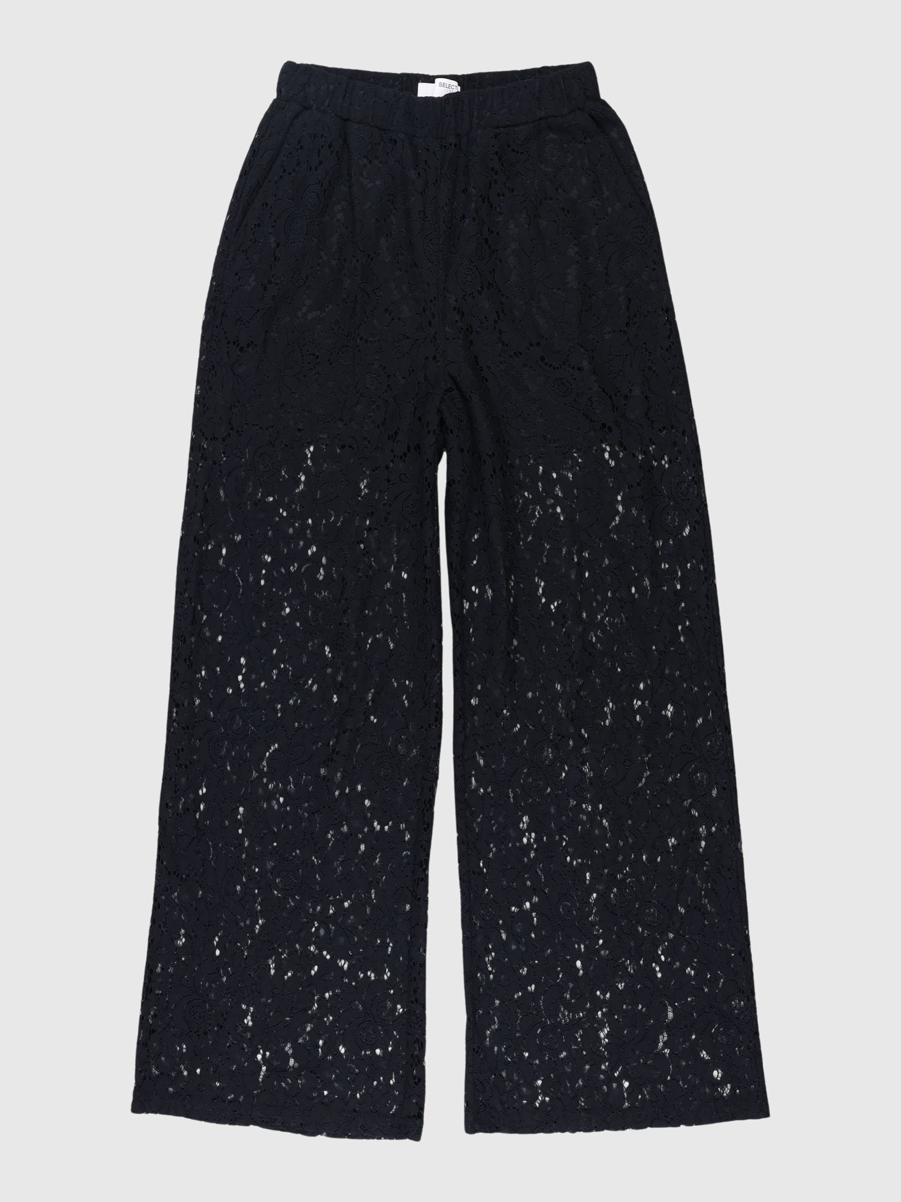 LACE HIGH WAISTED TROUSERS, Black, highres