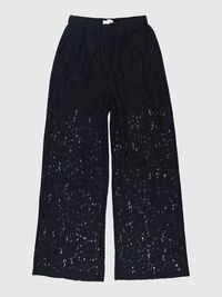 LACE HIGH WAISTED TROUSERS, Black, highres