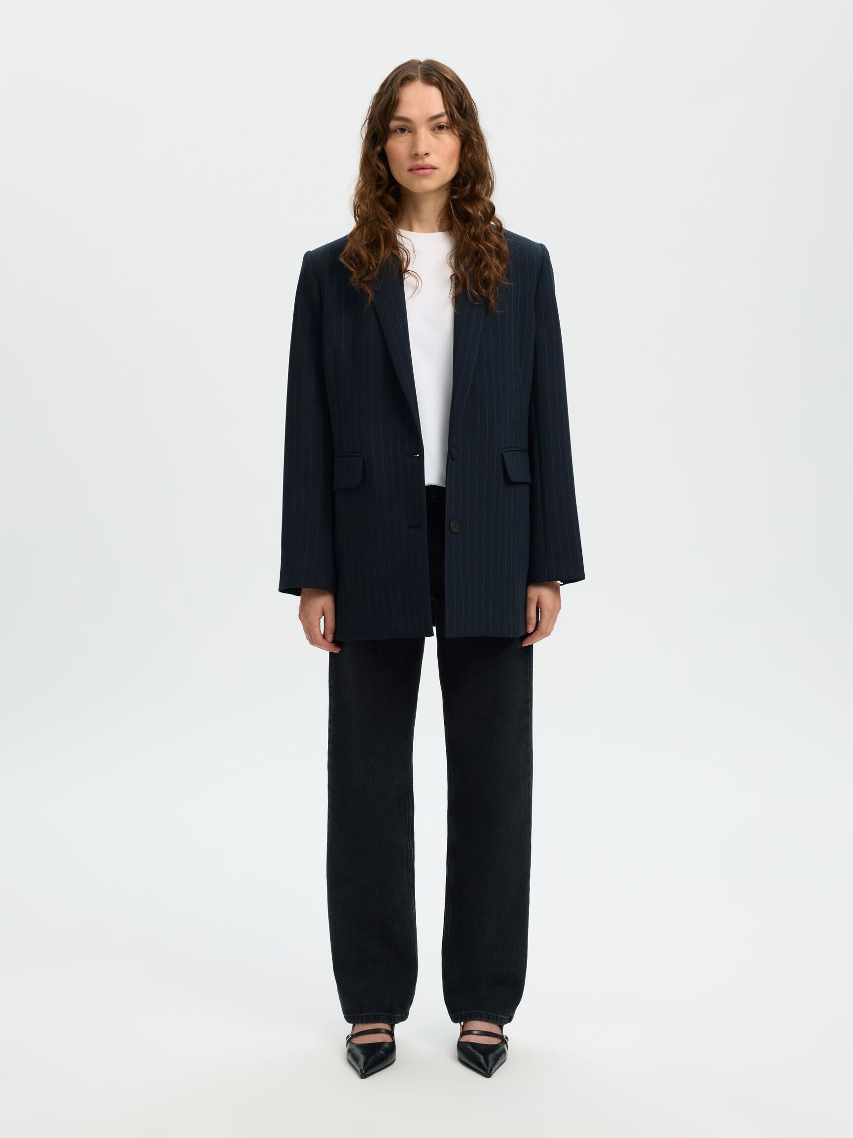 VISCOSE BLEND OVERSIZED BLAZER, Dark Sapphire, highres