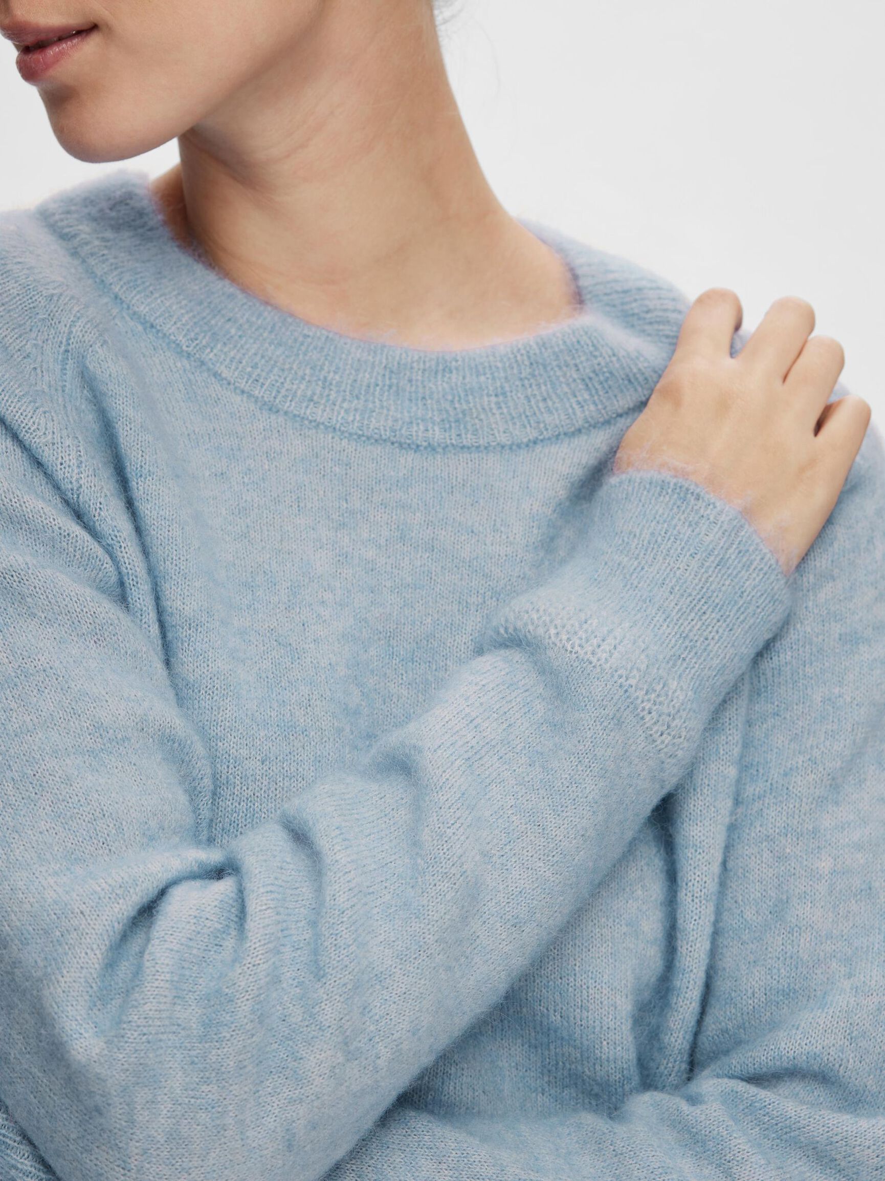 LÅNGÄRMAD STICKAD TRÖJA, Cashmere Blue, highres