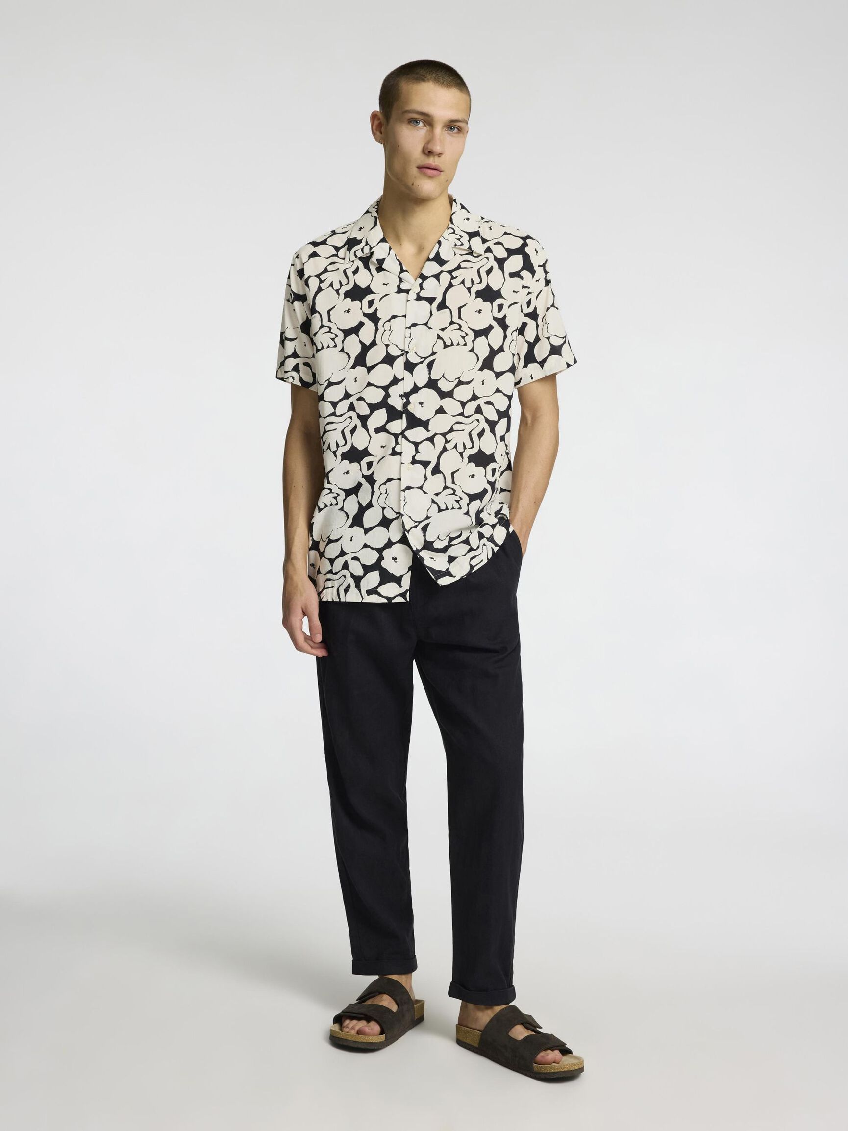 CUBAN COLLAR SHIRT, Black, highres