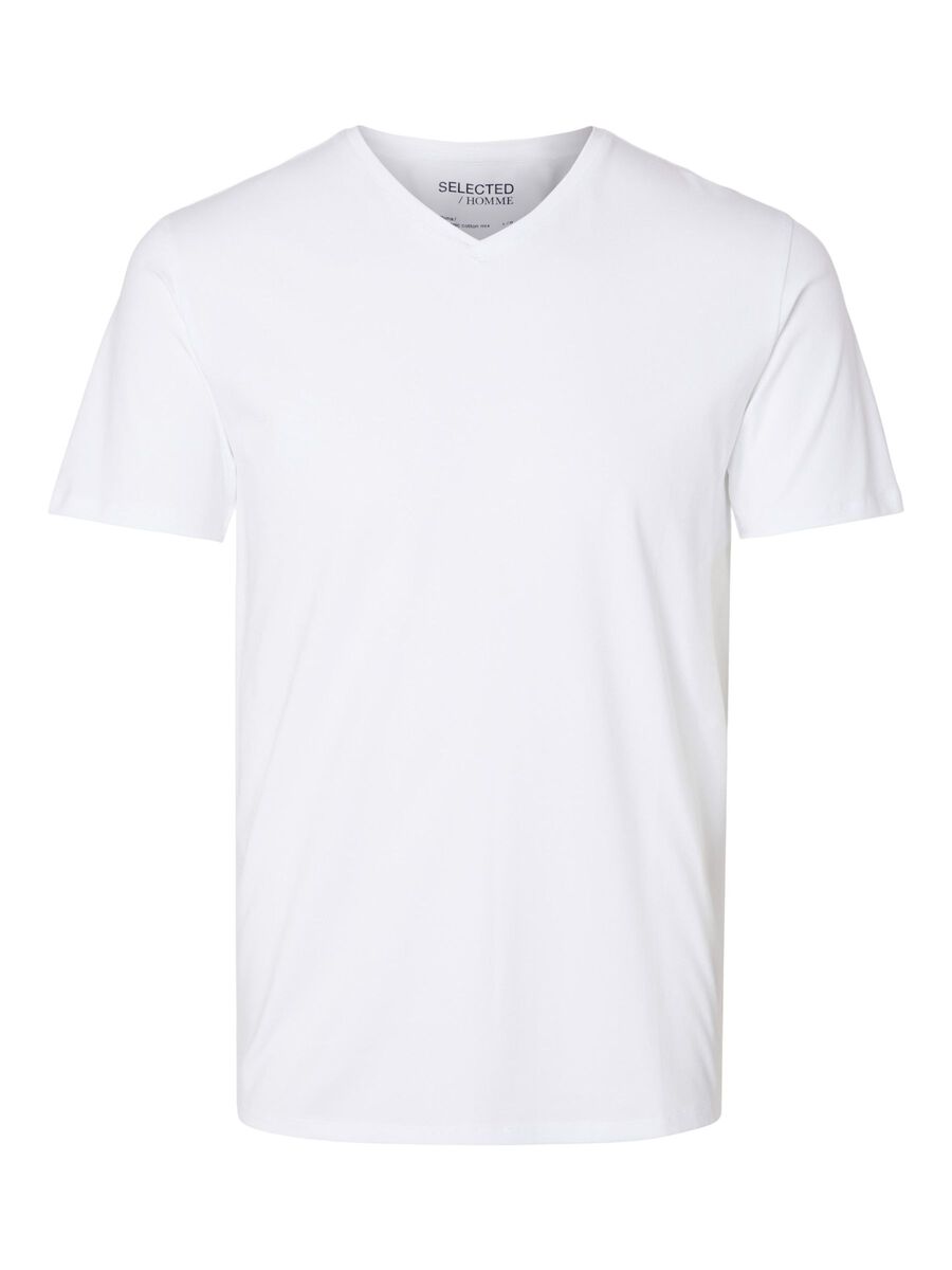 Selected V-AUSSCHNITT T-SHIRT, Bright White, highres - 16073458_BrightWhite_001.jpg