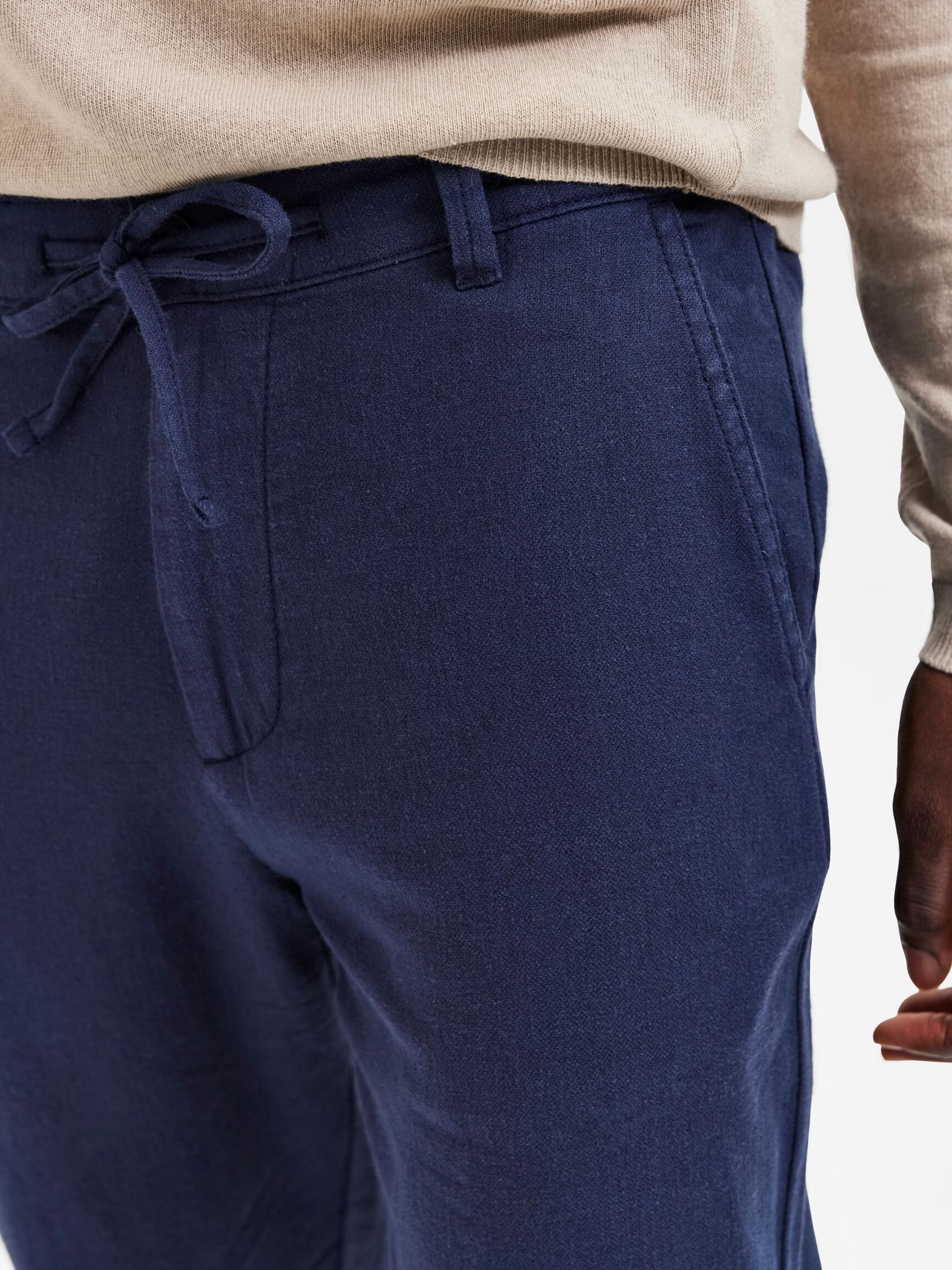 SLIM TAPERED LEINENMIX HOSE, Dark Sapphire, highres