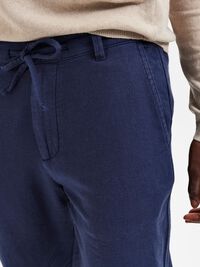 SLIM TAPERED LINEN BLEND TROUSERS, Dark Sapphire, highres