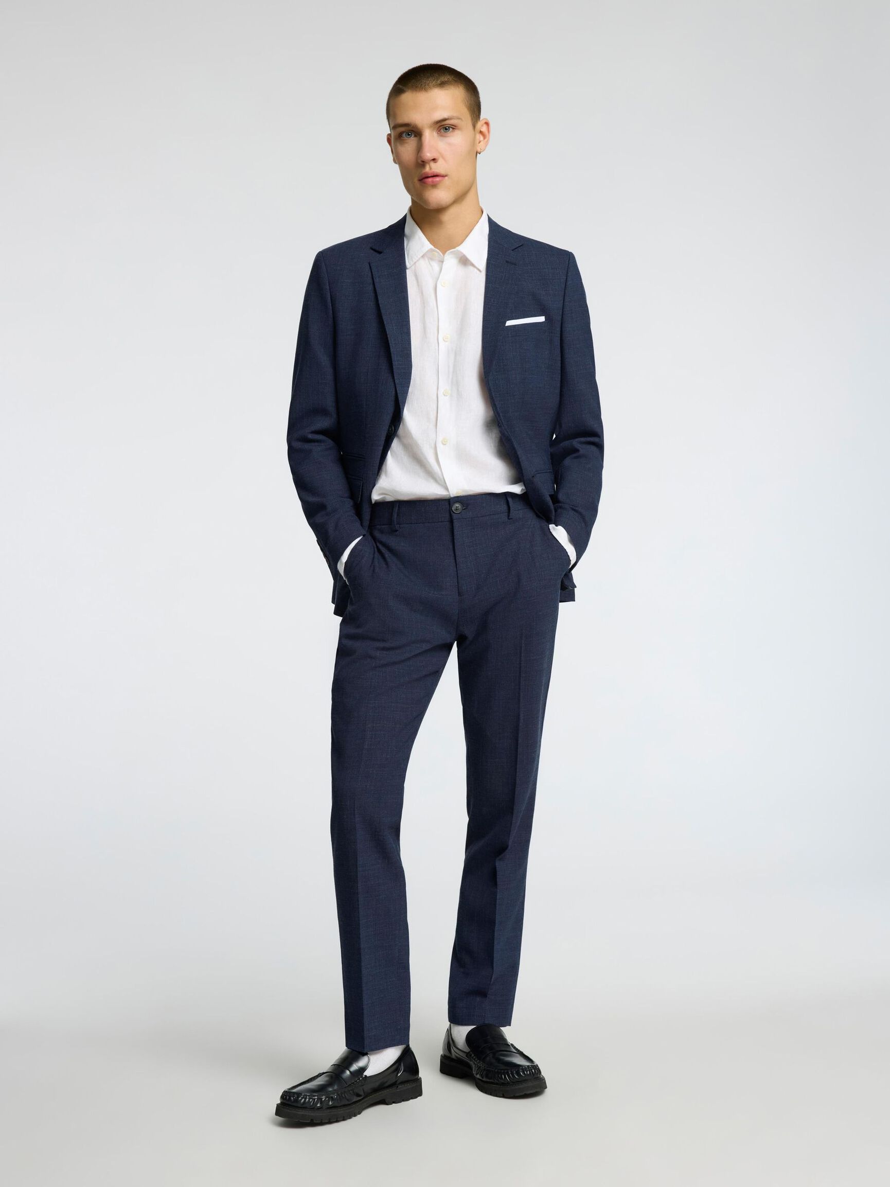 SLIM FIT SUIT TROUSERS, Dark Navy, highres