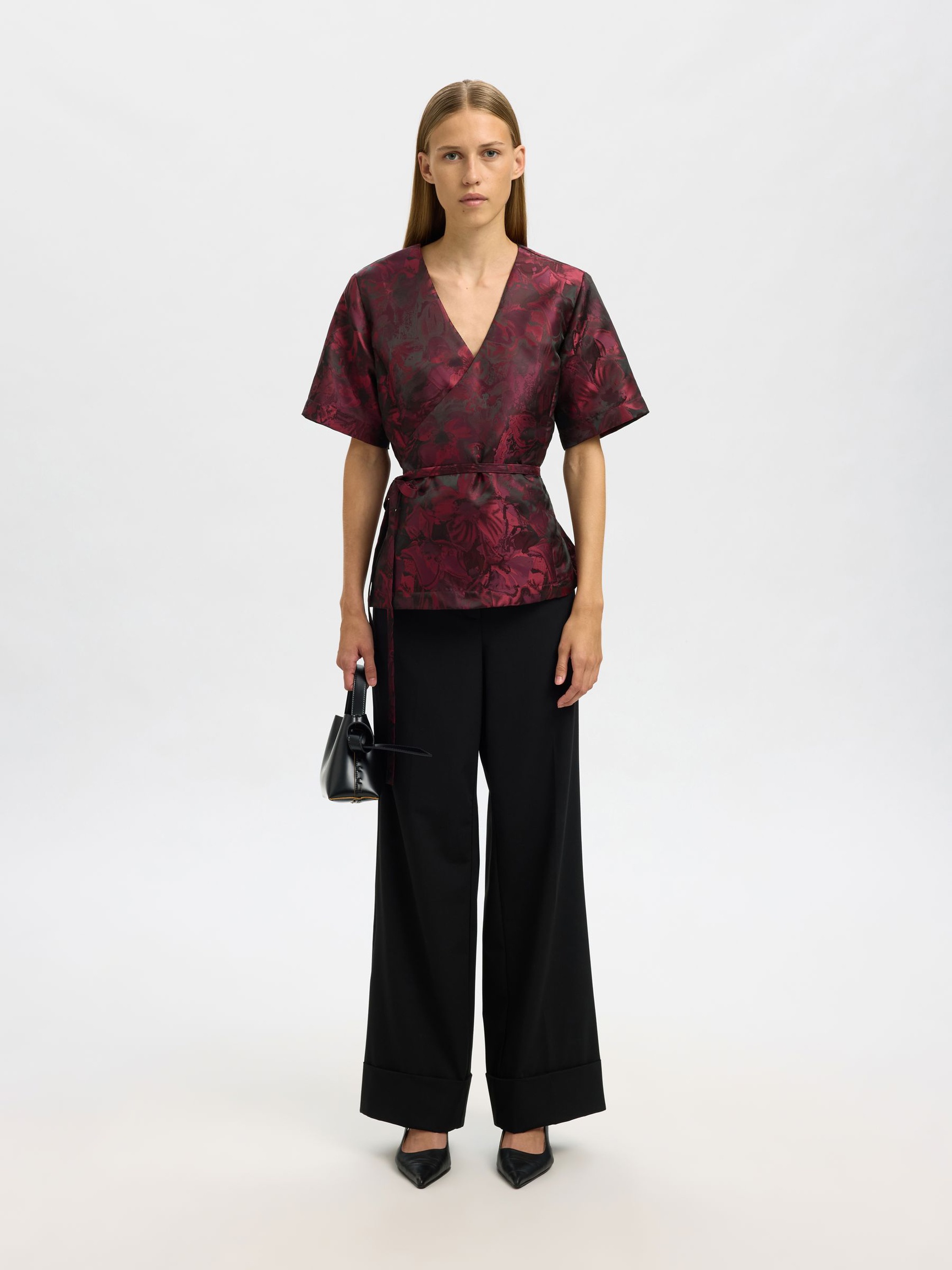 JACQUARD SLÅ-OM BLUSE, Fig, highres