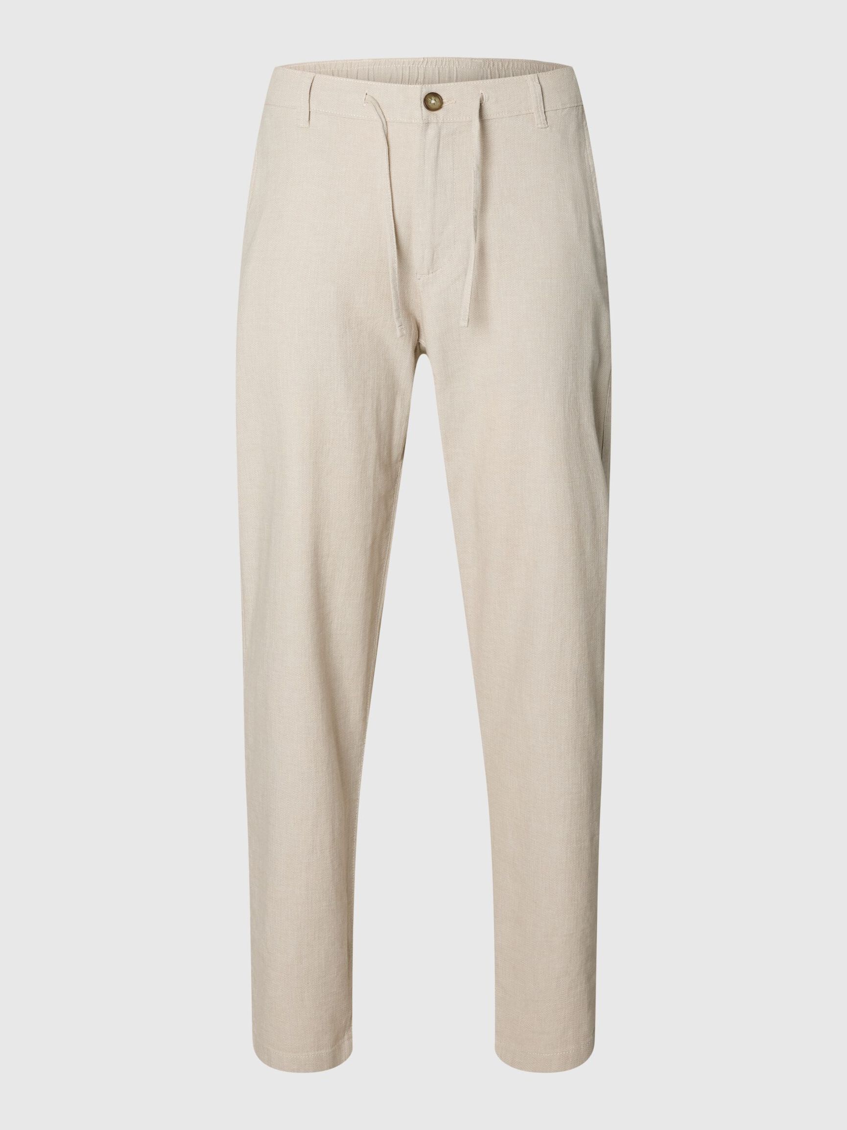 SLIM TAPERED LINEN BLEND TROUSERS, Pure Cashmere, highres