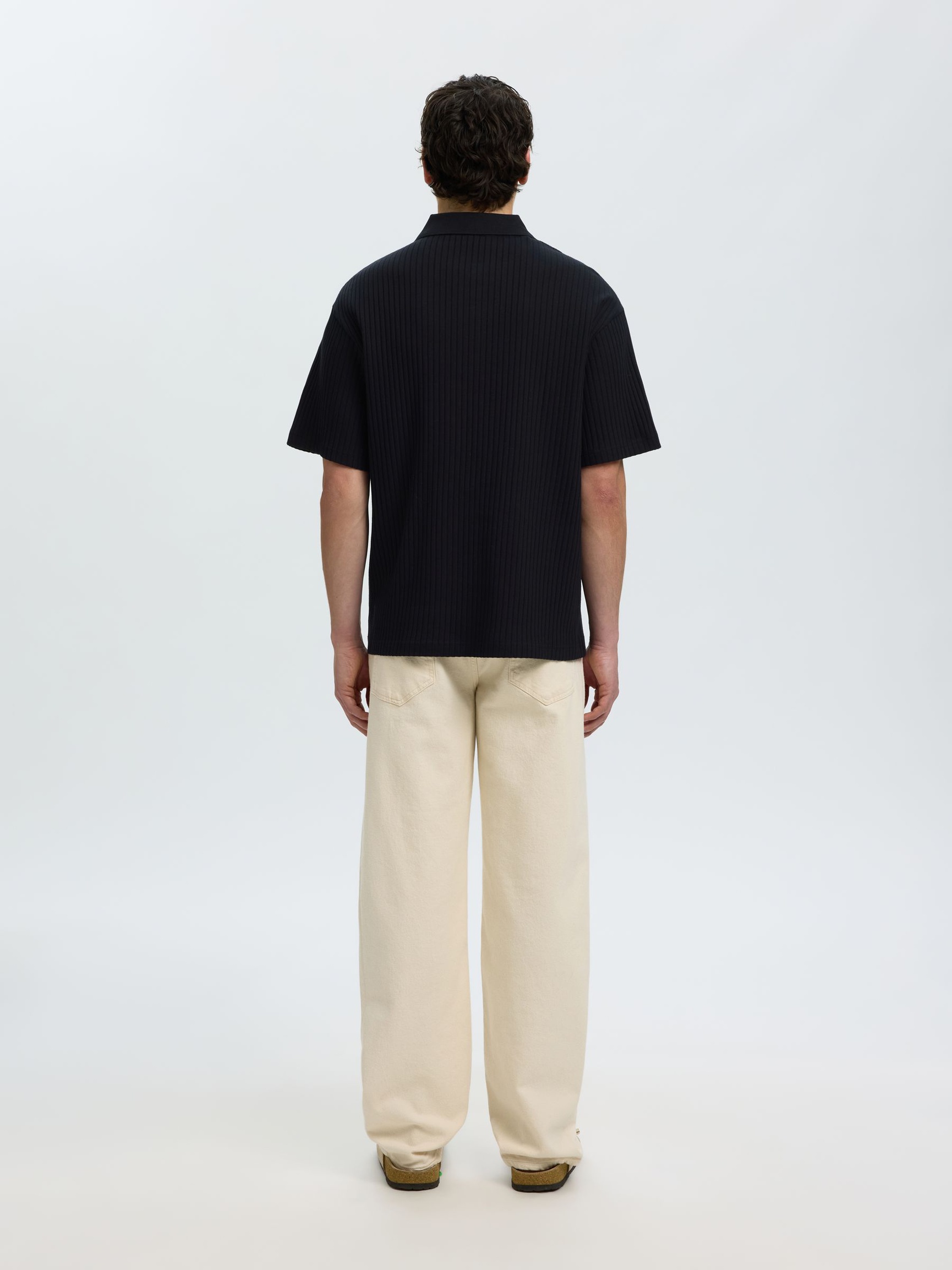 RELAXED FIT GERIBBELD POLO, Black, highres