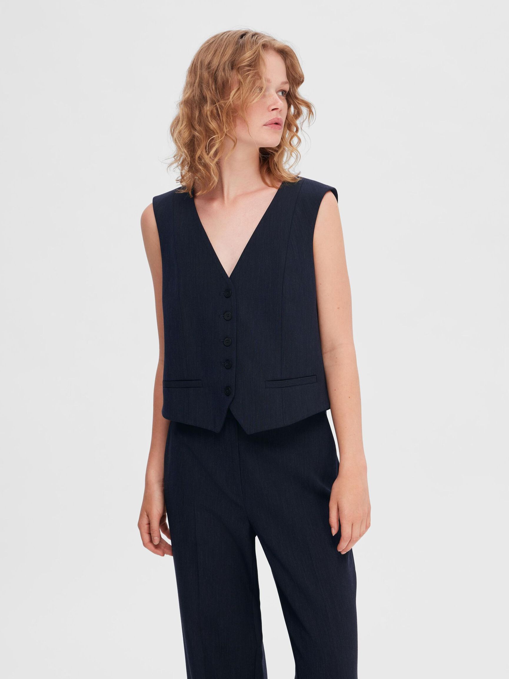 VISKOSEBLANDING SKRÆDDERSYET VEST, Dark Sapphire, highres