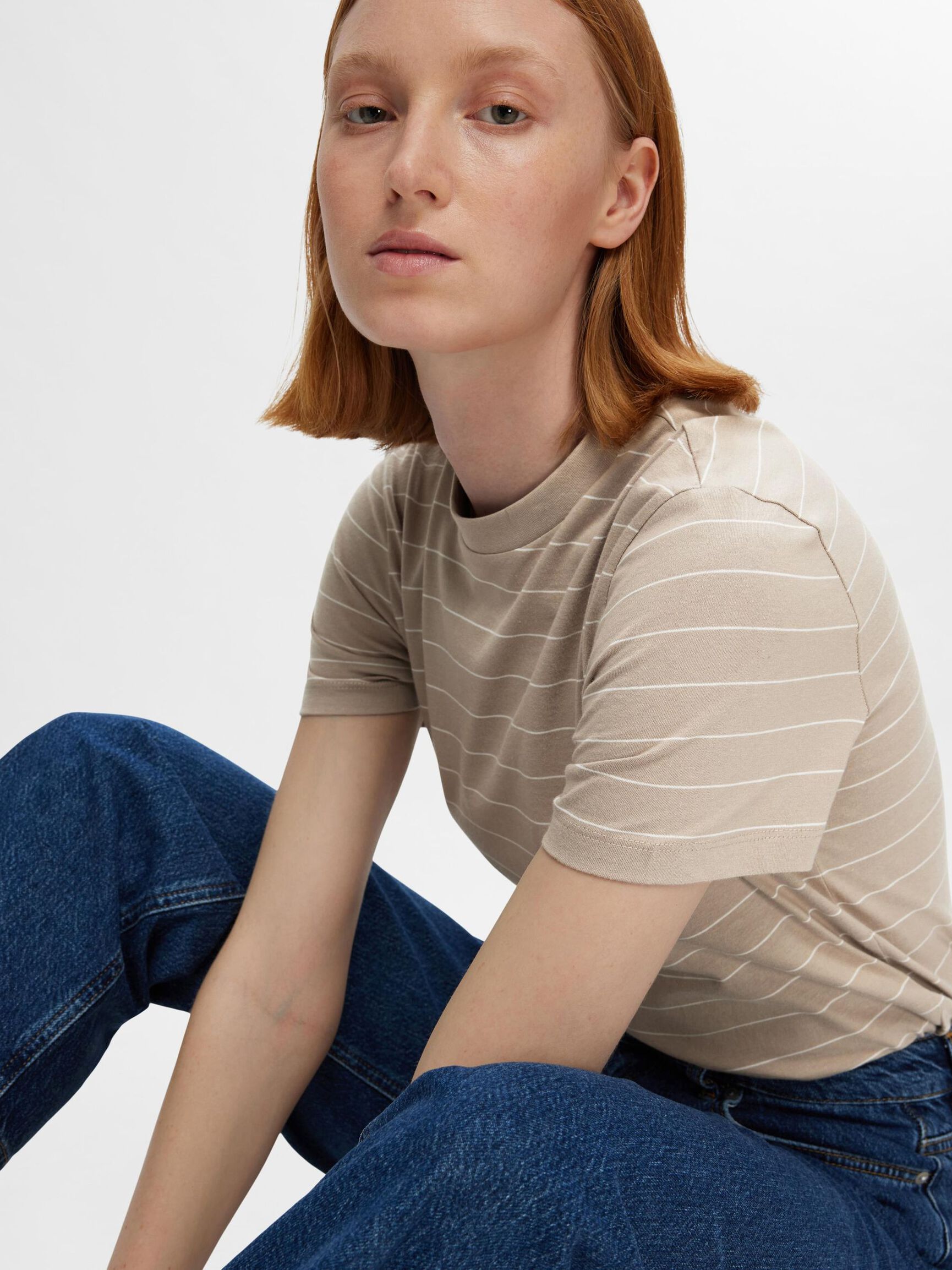STRIPED COTTON T-SHIRT, Pure Cashmere, highres