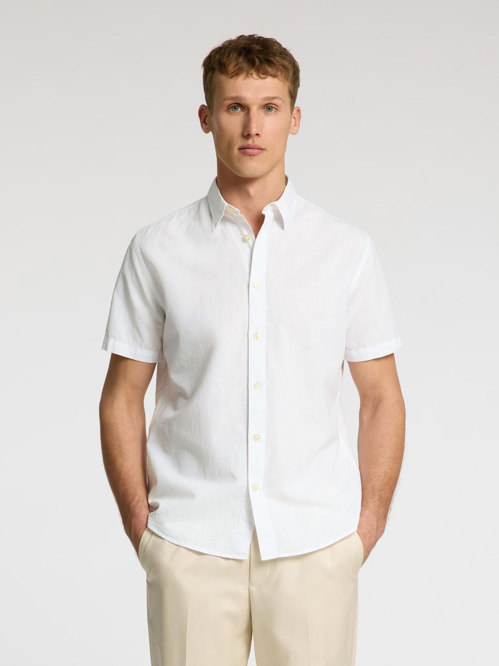 KLASSISCHES KURZARMHEMD, White, highres