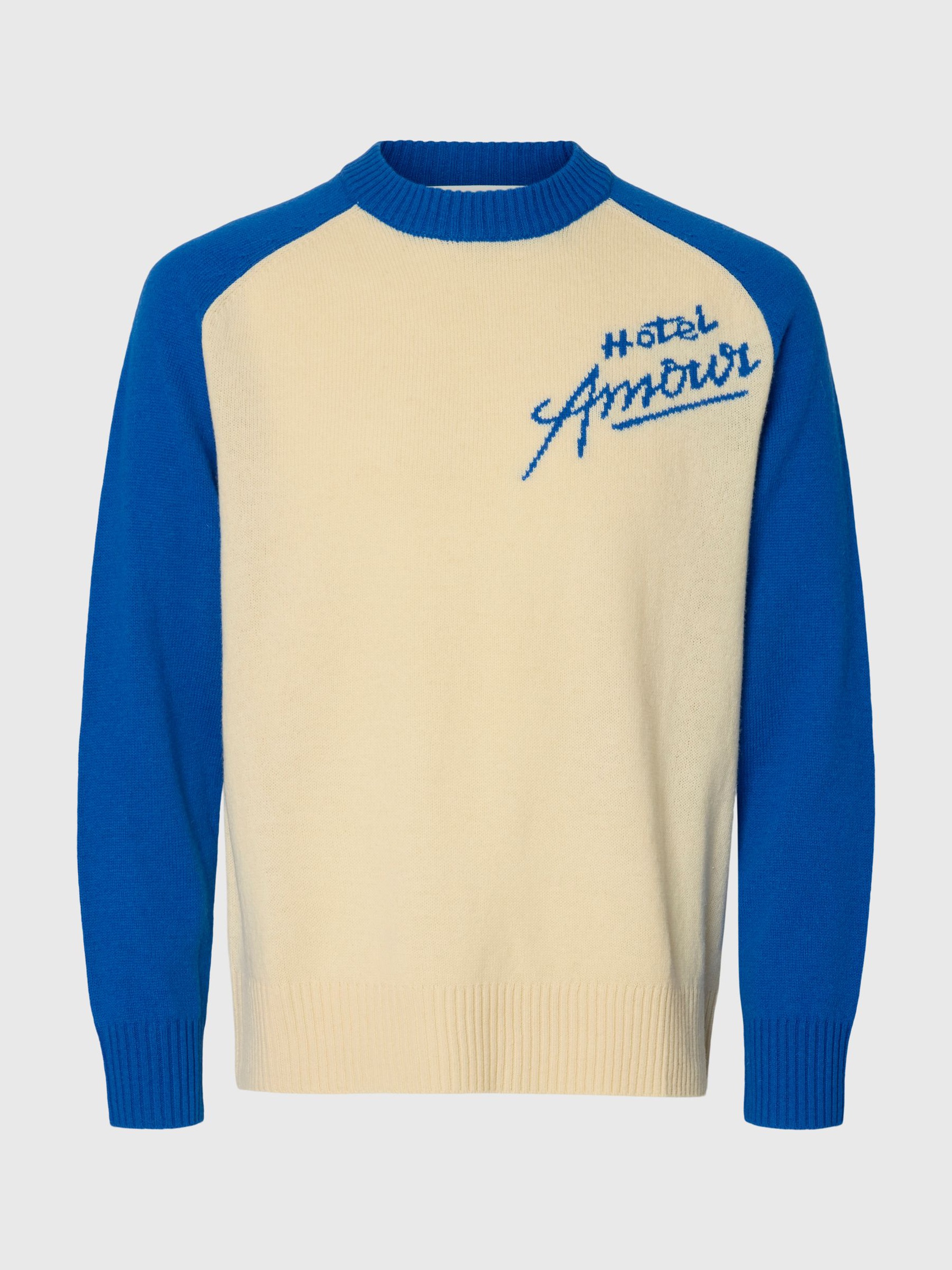 RELAXED FIT STRIKKET PULLOVER, Victoria Blue, highres