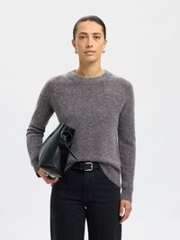 WOOL BLEND JUMPER, Medium Grey Melange, highres