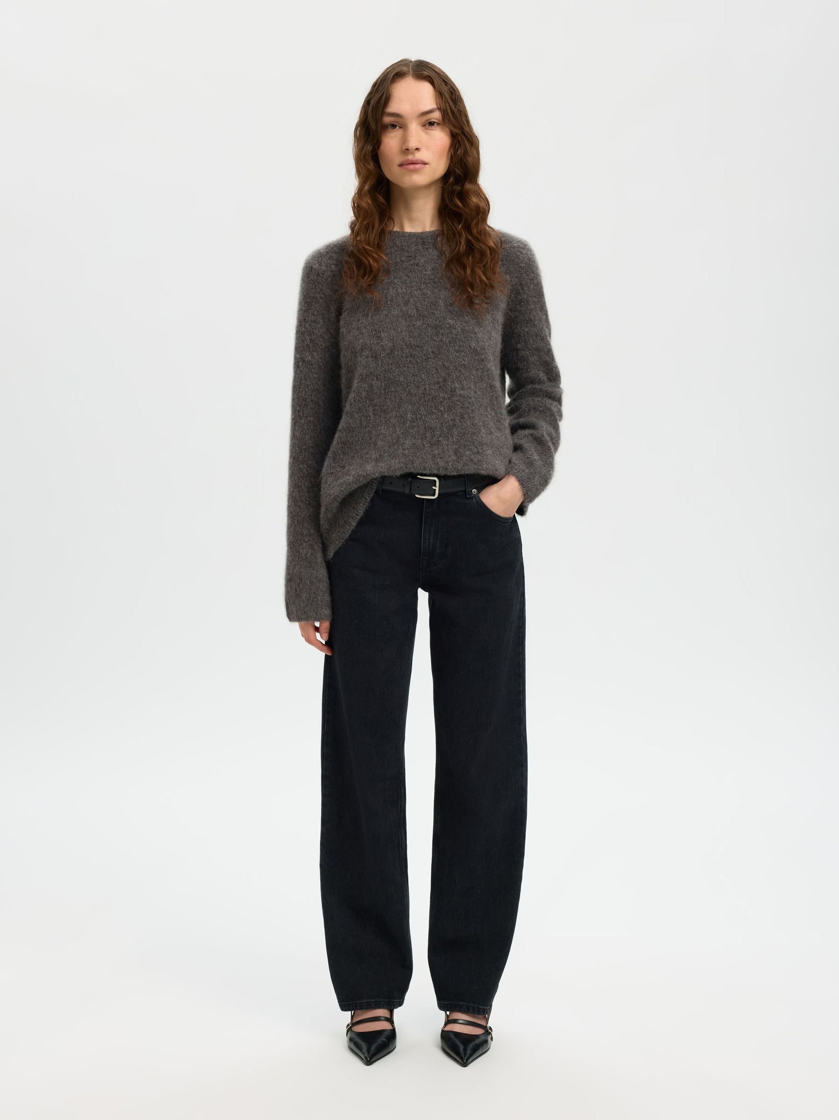 PULL EN MAILLE, Medium Grey Melange, highres