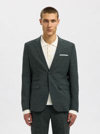 SLIM FIT EINREIHIGER BLAZER, Dark Green, highres