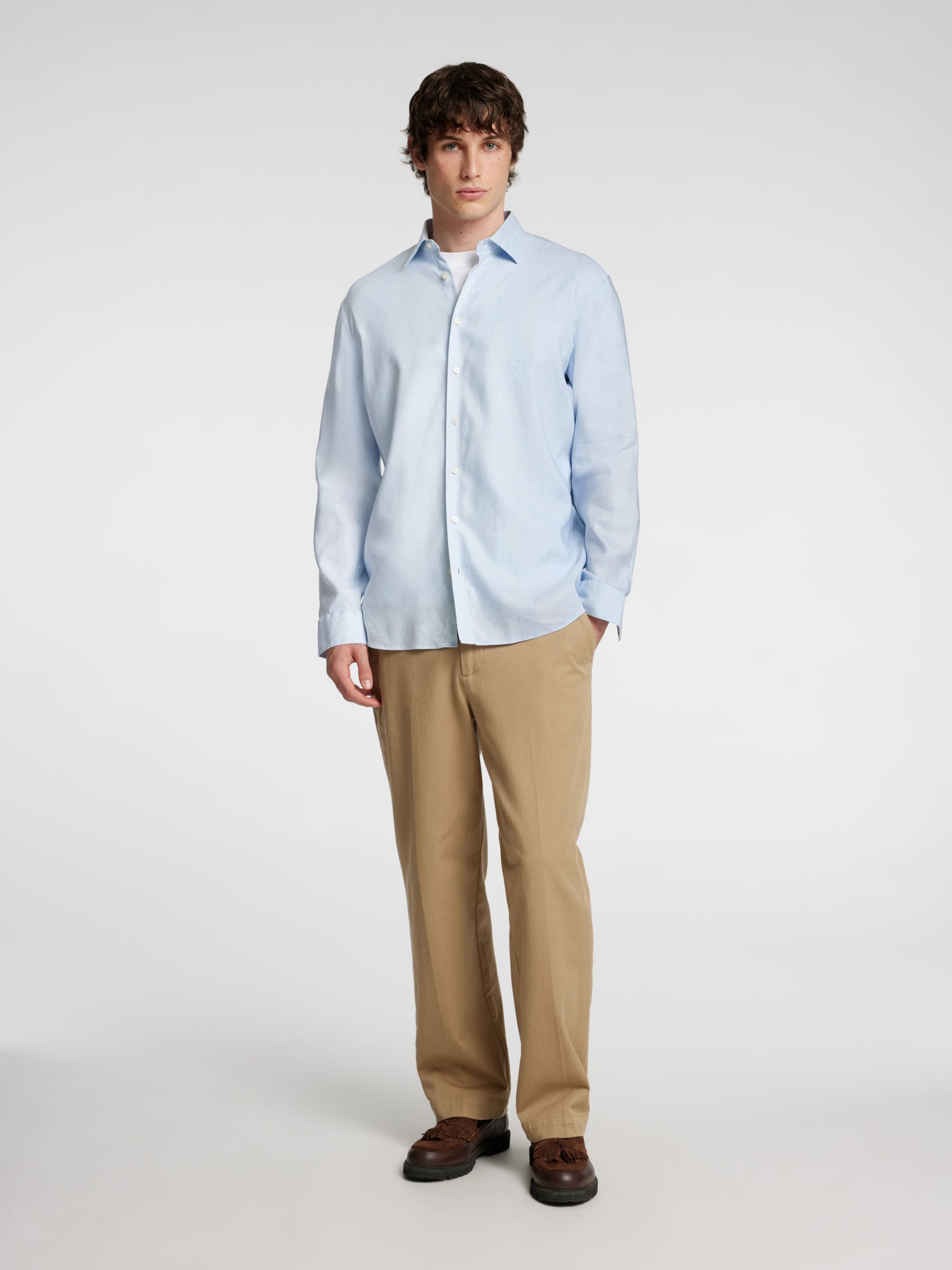 LANGE MOUWEN OVERHEMD, Cashmere Blue, highres