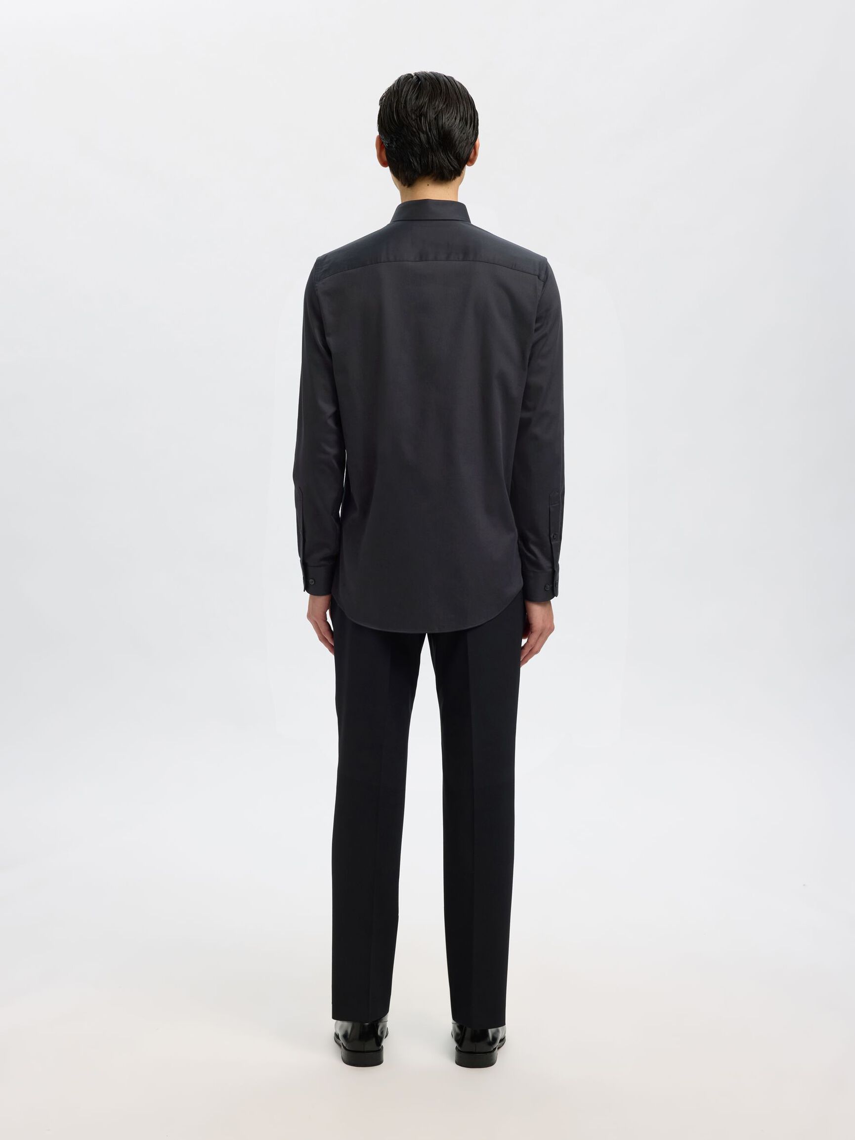 SLIM FIT HEMD, Black, highres