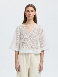 BRODERIE ANGLAISE CROPPED TOP, Bright White, highres