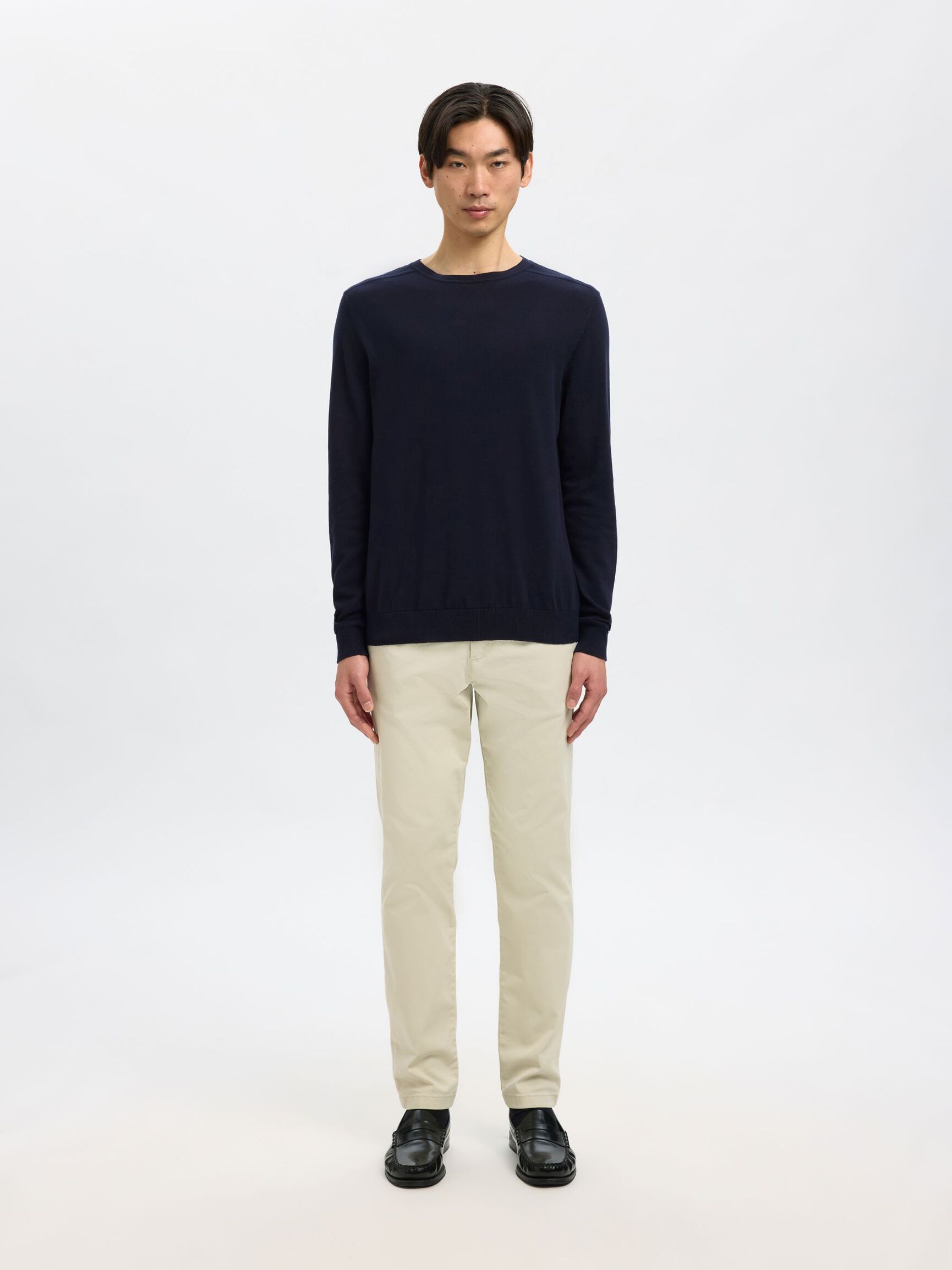 LONG-SLEEVED KNITTED JUMPER, Navy Blazer, highres