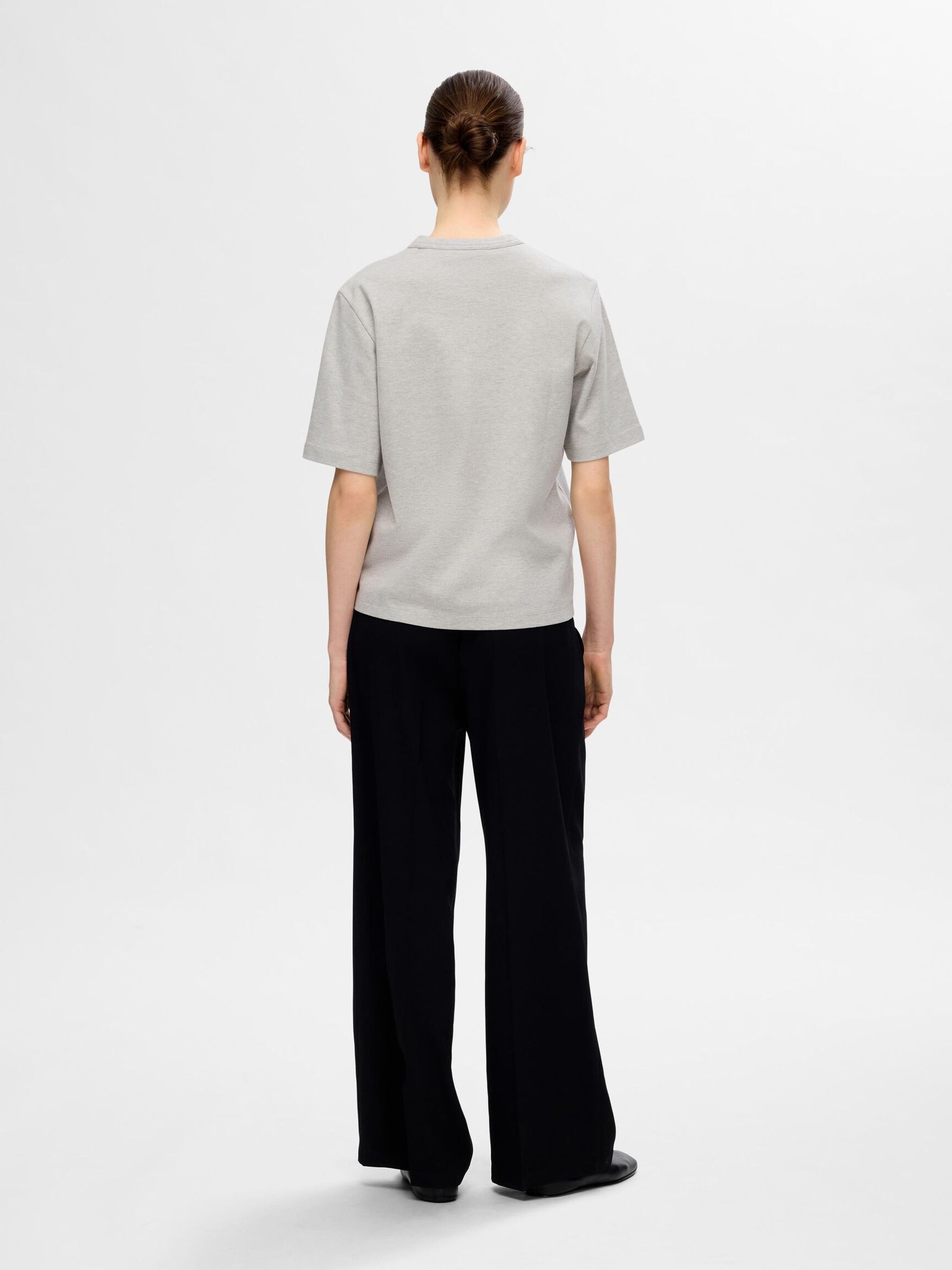EMBROIDERED T-SHIRT, Light Grey Melange, highres