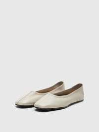 LEATHER BALLET FLATS, Greige, highres
