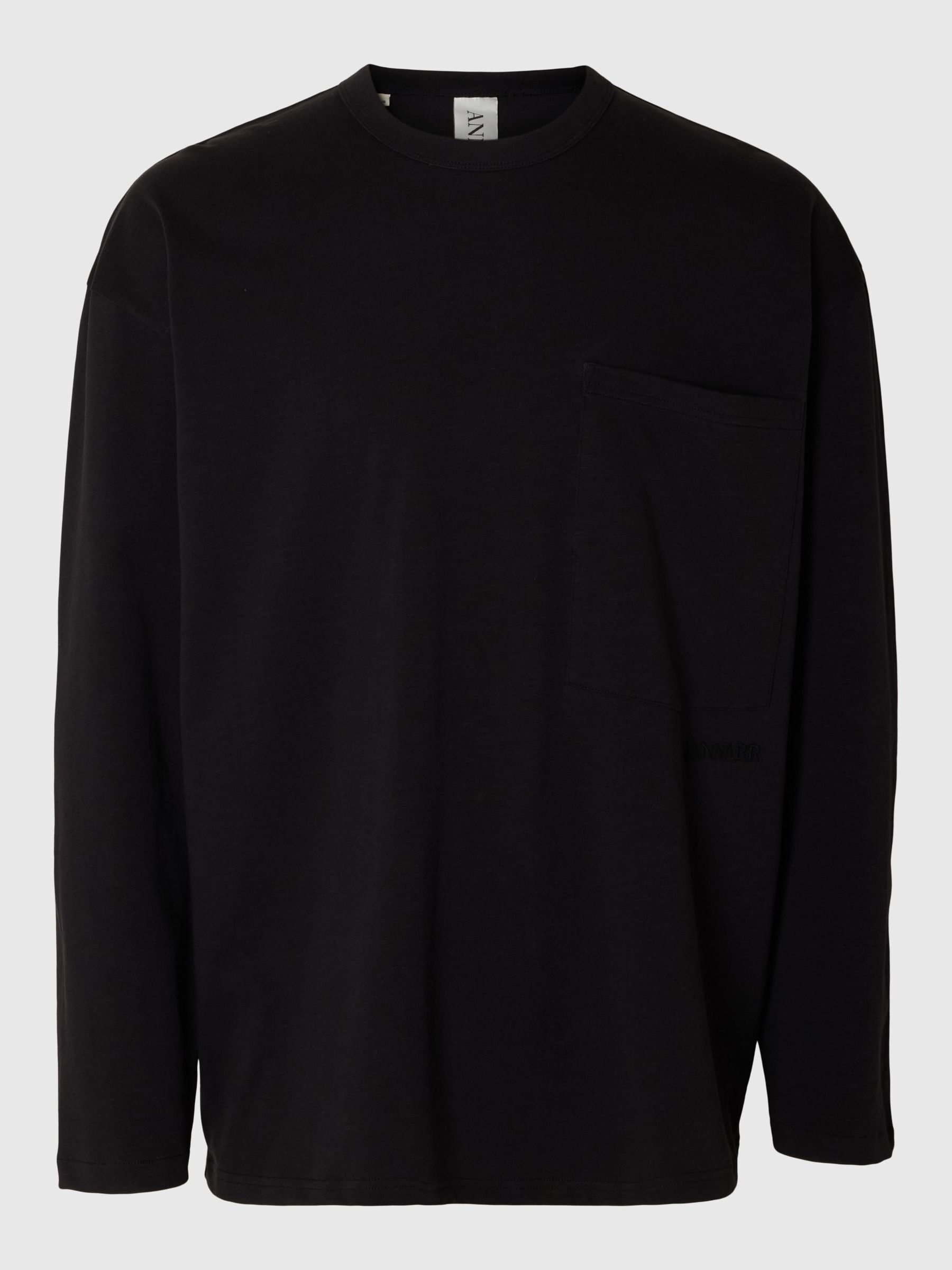 BOMULD LANGÆRMET T-SHIRT, Black Onyx, highres