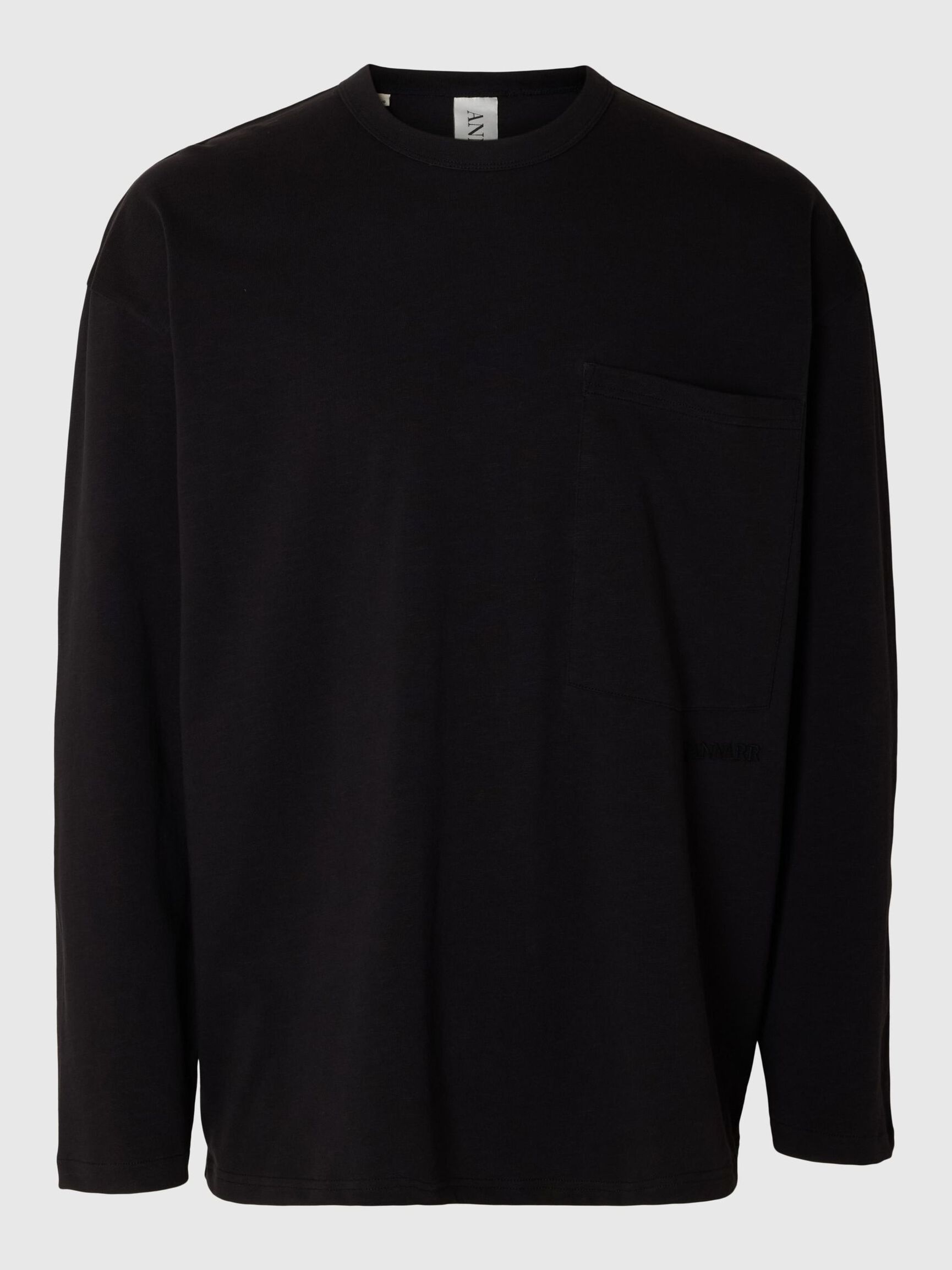 BOMULD LANGÆRMET T-SHIRT, Black Onyx, highres