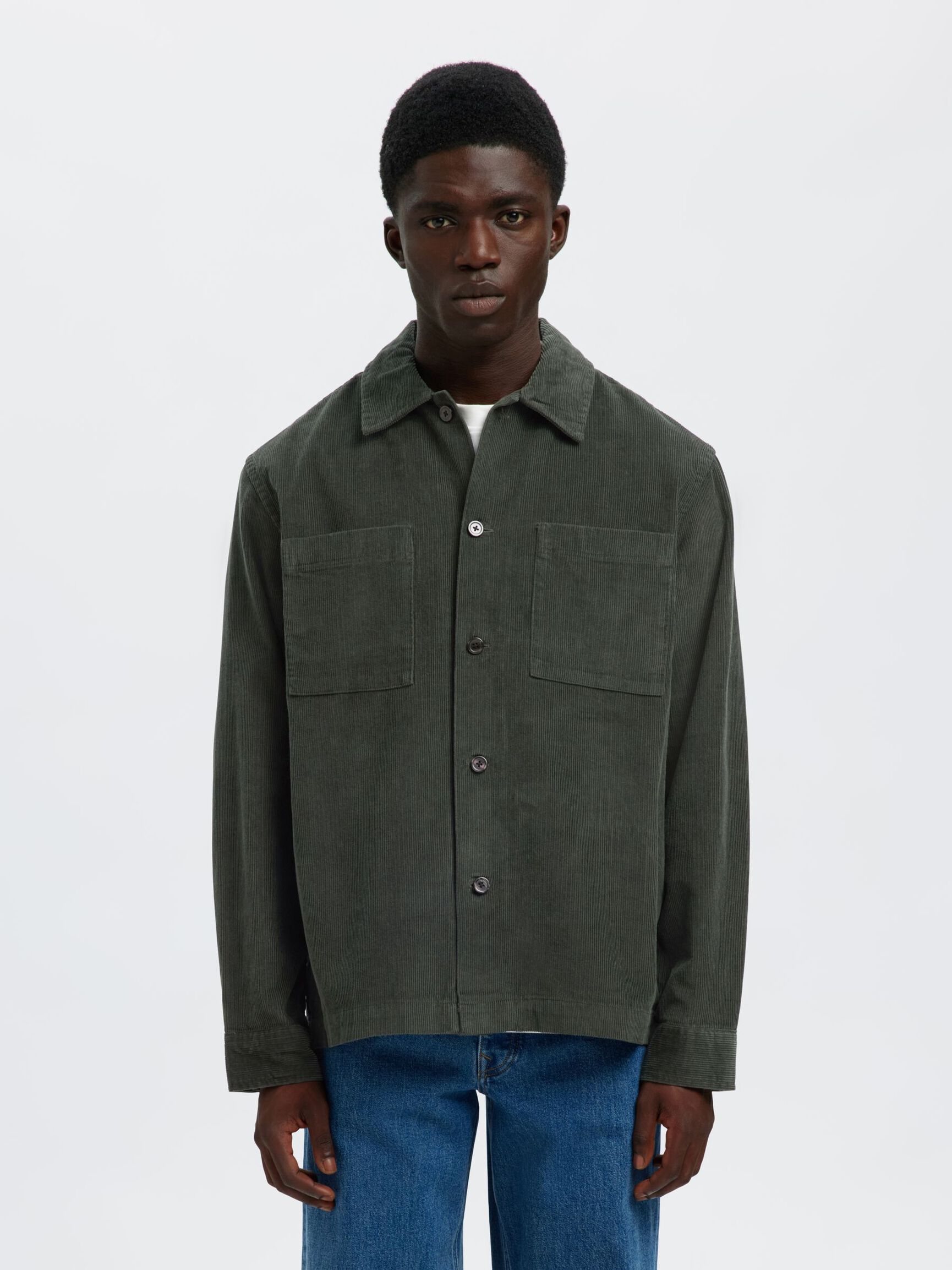 CORDUROY OVERSHIRT, Deep Forest, highres